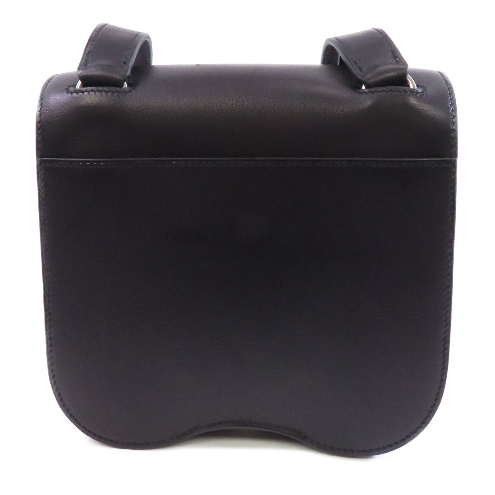 HERMES Evercolor皮革Della Cavalleria Mini銀扣肩背袋黑色