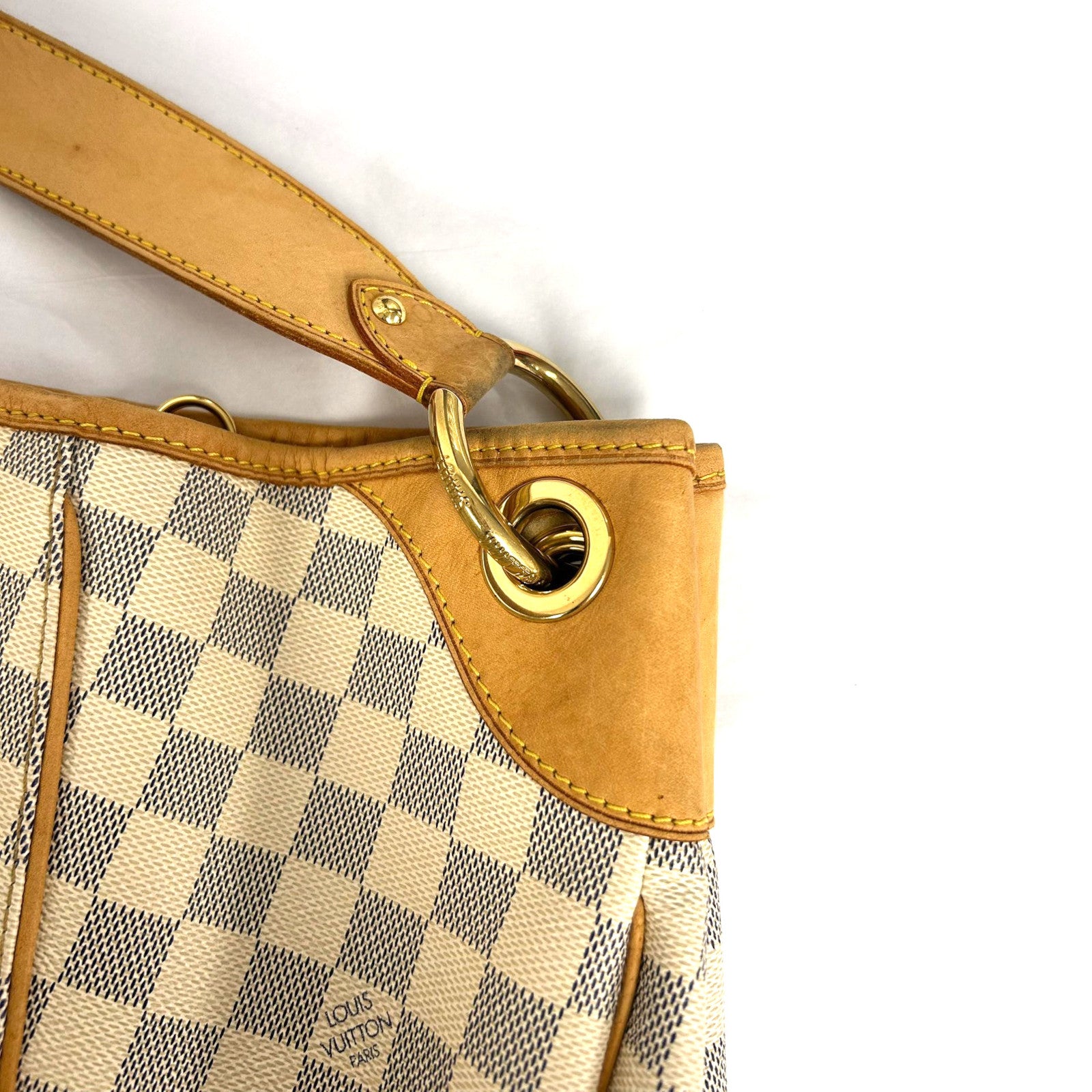LOUIS VUITTON【激減優惠】 Damier Azur Galliera GM金扣肩背袋白色