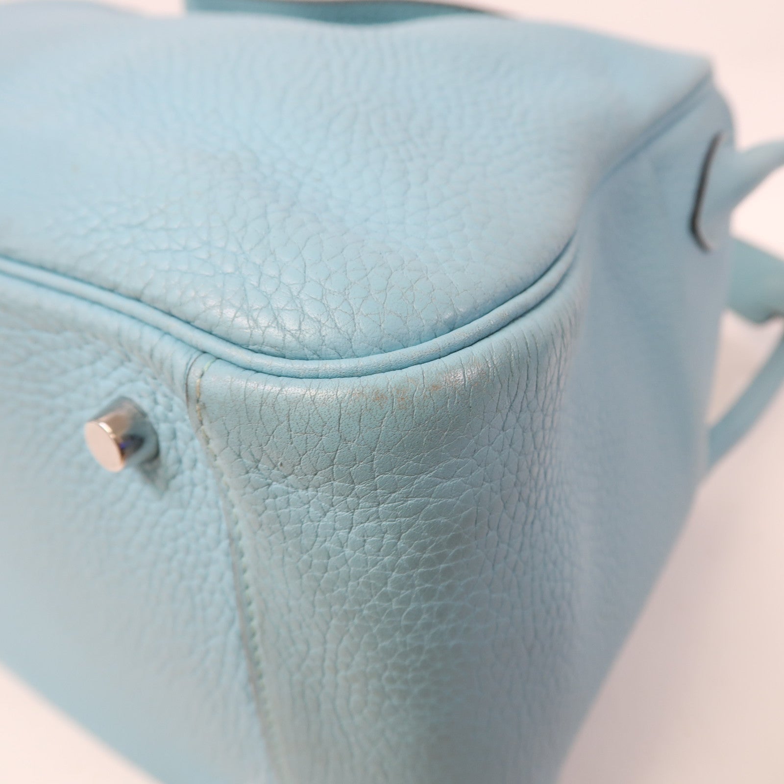HERMES 【激減優惠】Clemence皮革Lindy 34銀扣手挽肩背兩用袋Bleu Atoll藍色