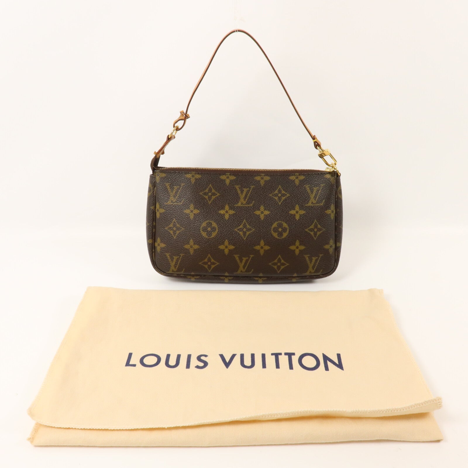 LOUIS VUITTON Monogram Pochette Accessoires手挽袋棕色