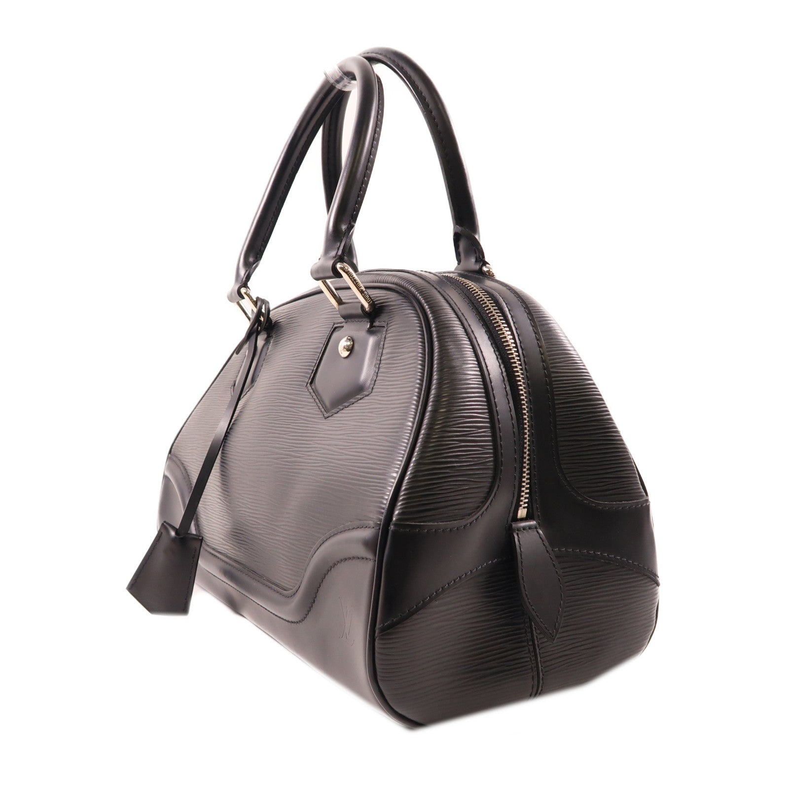 LOUIS VUITTON Epi Bowling Montaigne銀扣手挽袋黑色