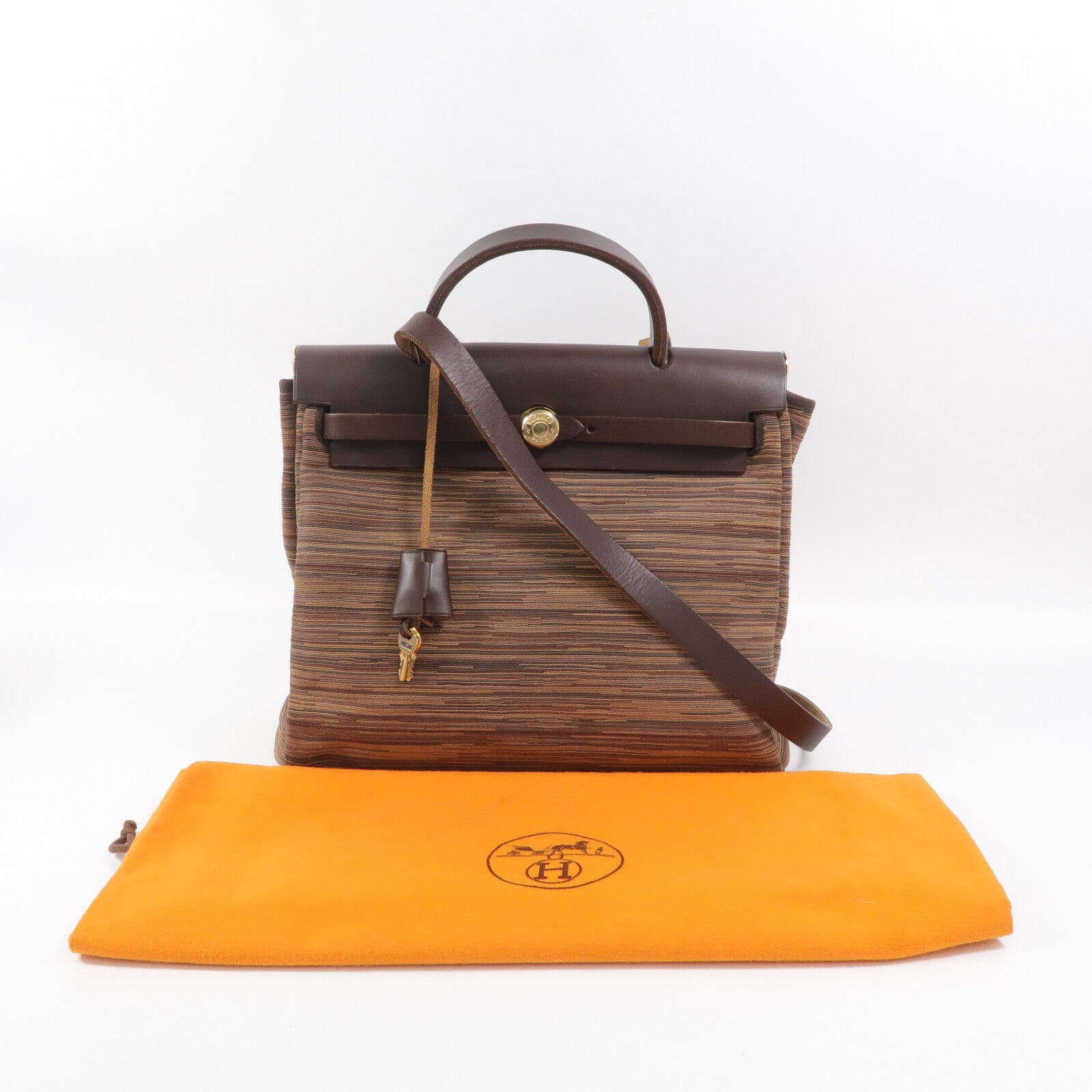 HERMES Vibrato皮革Herbag PM手挽肩背兩用袋
