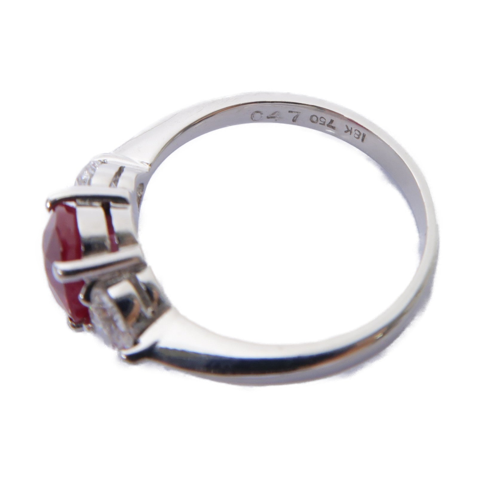 JEWELRY 18K白金Ruby/Diamond Ring 1.51ct紅寶石/0.47ct鑽石戒指US#6
