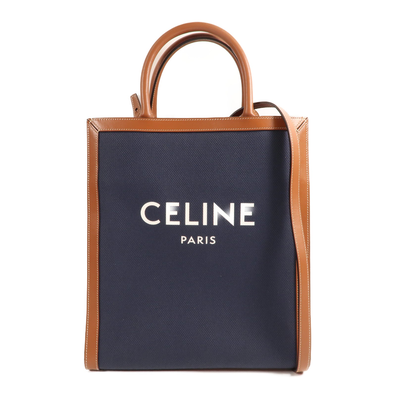 CELINE 帆布2 Way Shoulder金扣手挽肩背兩用袋藍色