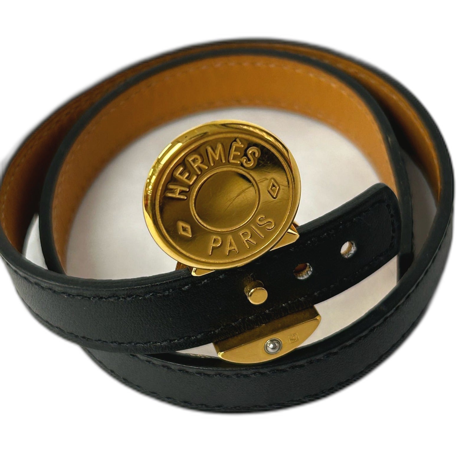 HERMES Swift皮革Bracelet金扣手帶Noir