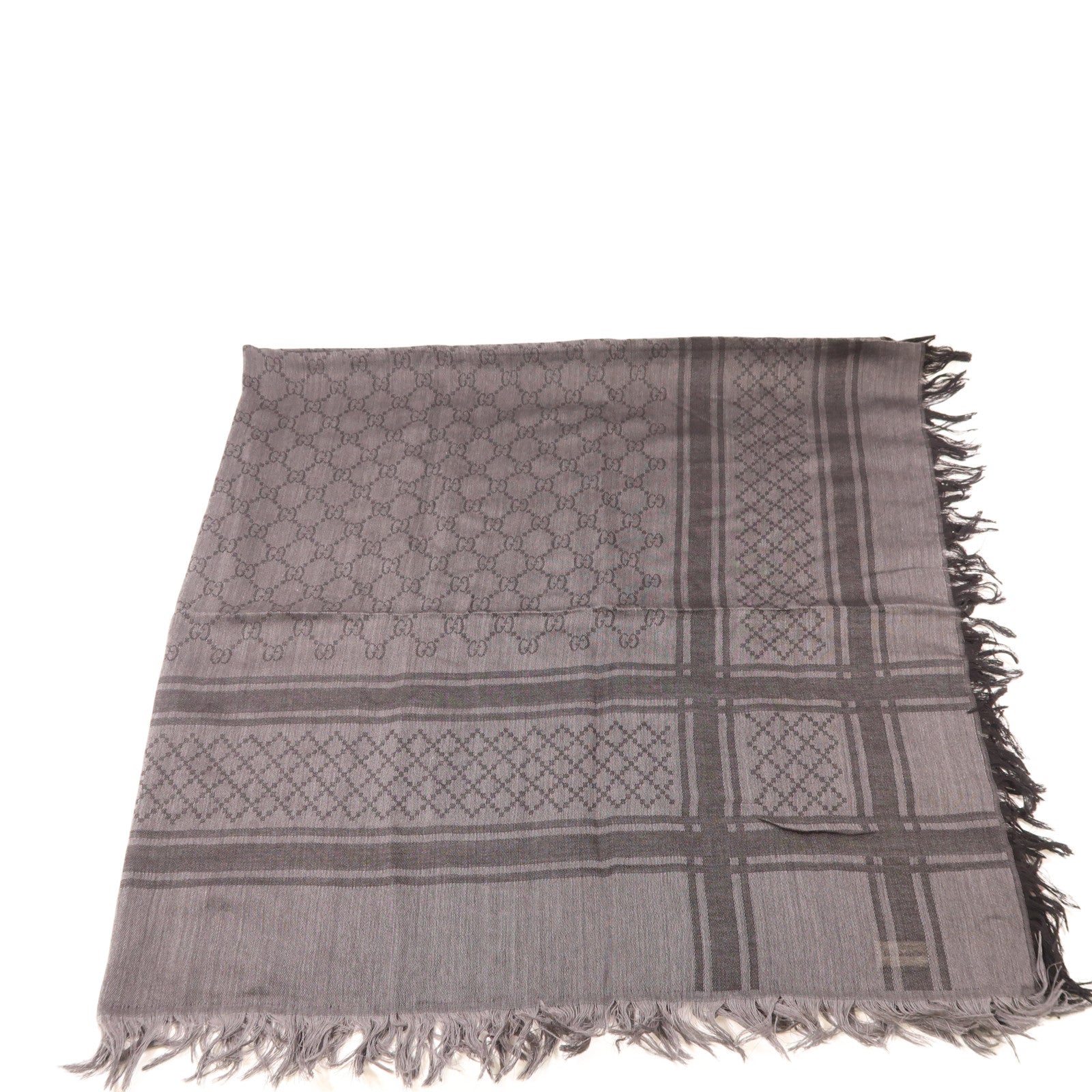 GUCCI 羊毛/絲質Scarf圍巾灰色