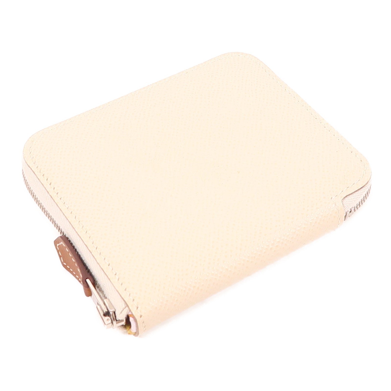 HERMES PHW Silk In Compact Wallet Veau Epsom Leather White