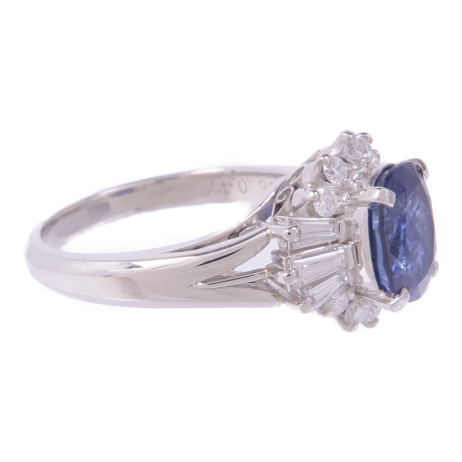 JEWELRY PT900鉑金Sapphire Diamond Ring藍寶石/鑽石戒指US#5