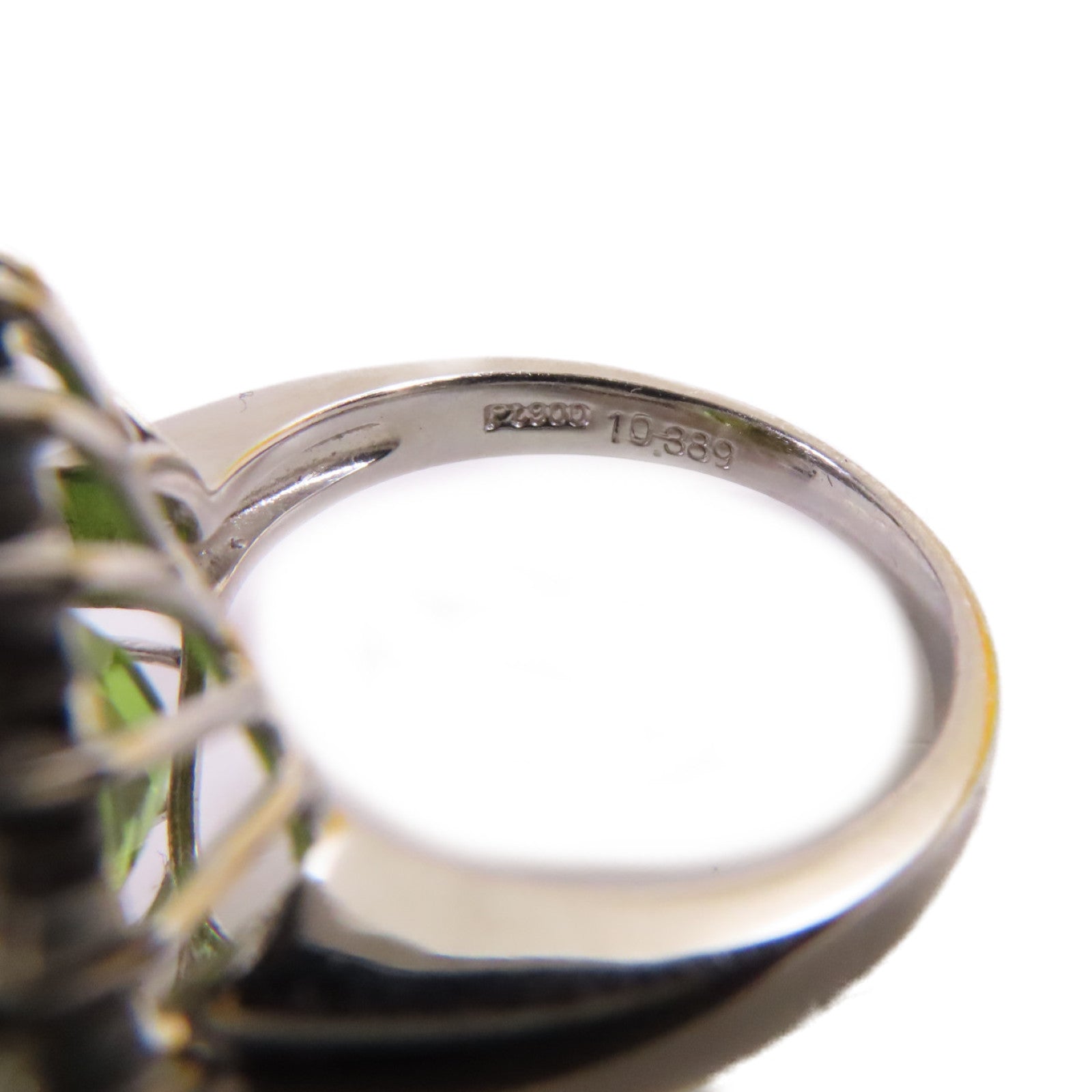 JEWELRY PT900鉑金Peridot Diamond Ring 10.389ct橄欖石/1.06ct鑚石戒指US#6