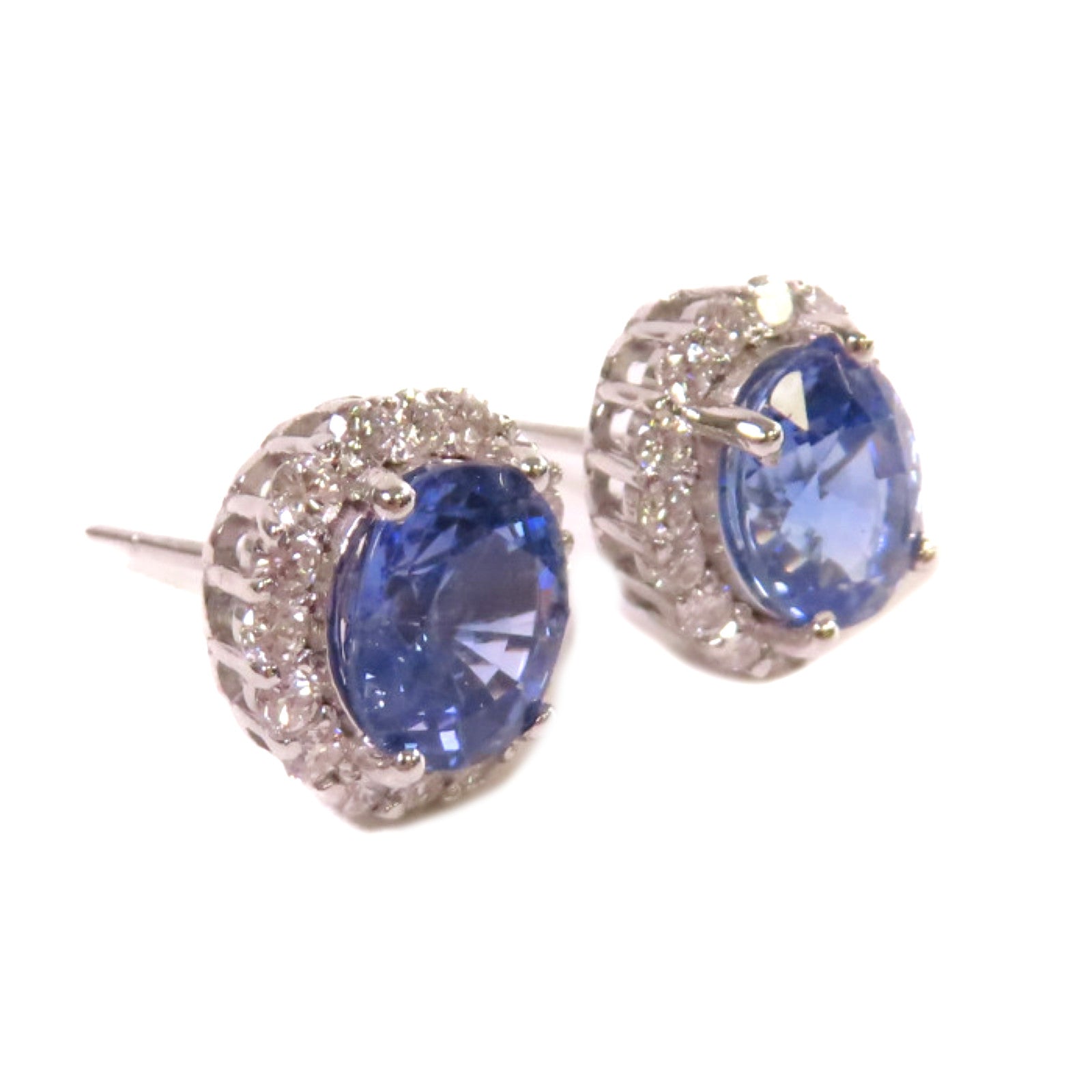 JEWELRY 【激減優惠】18K白金/3.42ct藍寶石/0.66ct鑽石Sapphire Earrings耳環