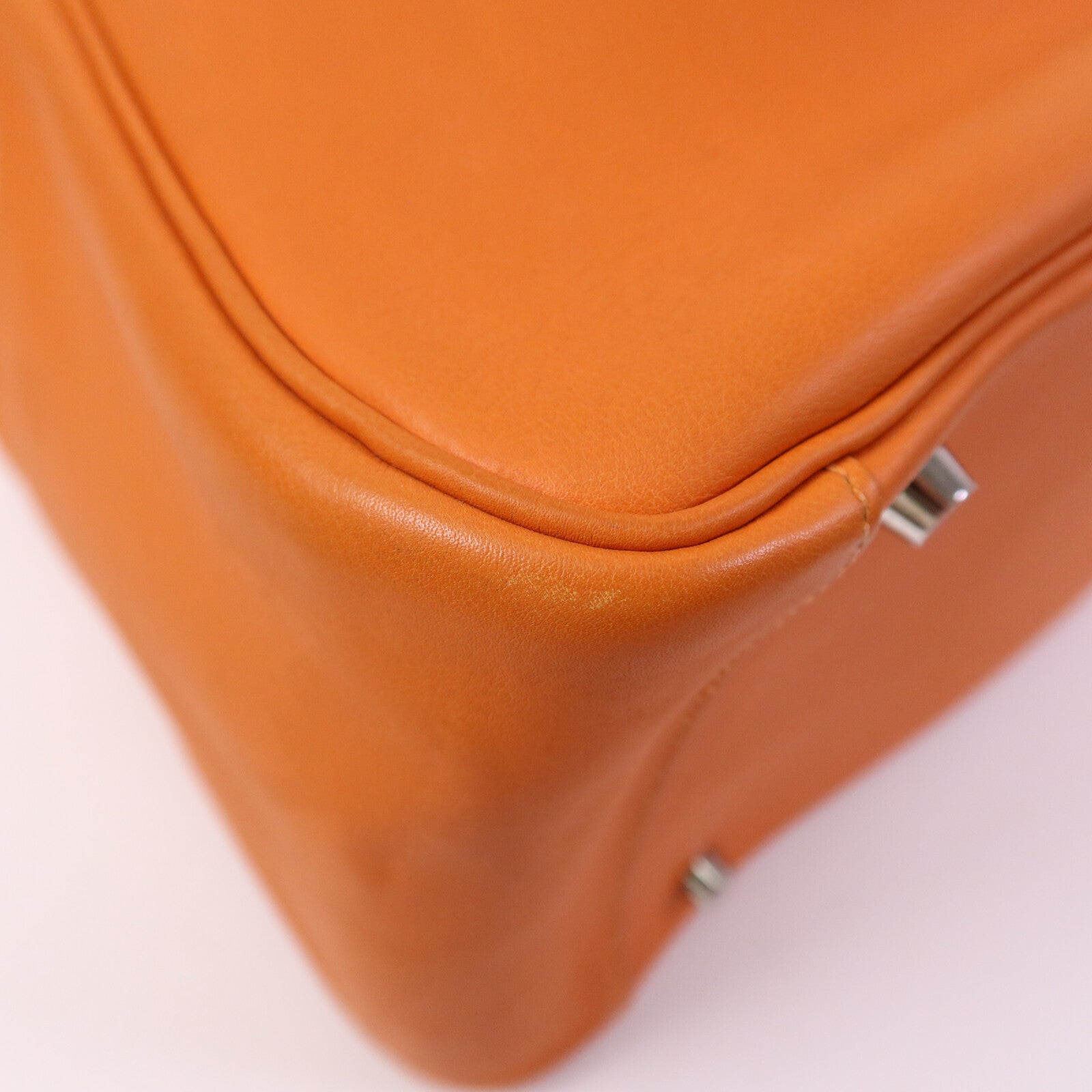 HERMES Swift皮革Lindy 34銀扣手挽肩背兩用袋Orange