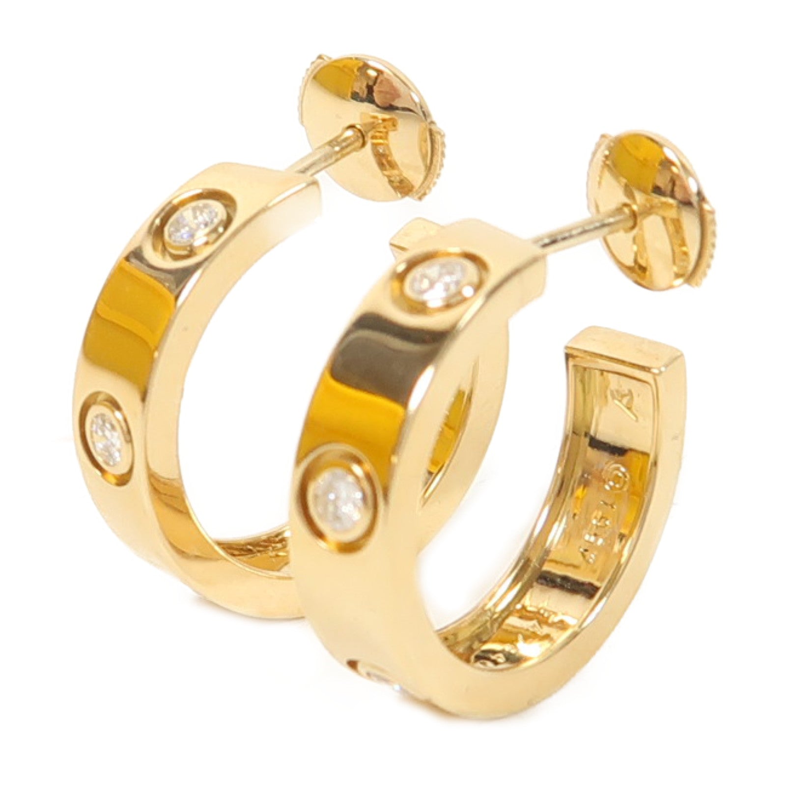CARTIER 18K黃金Love Diamond Earrings鑽石耳環金色