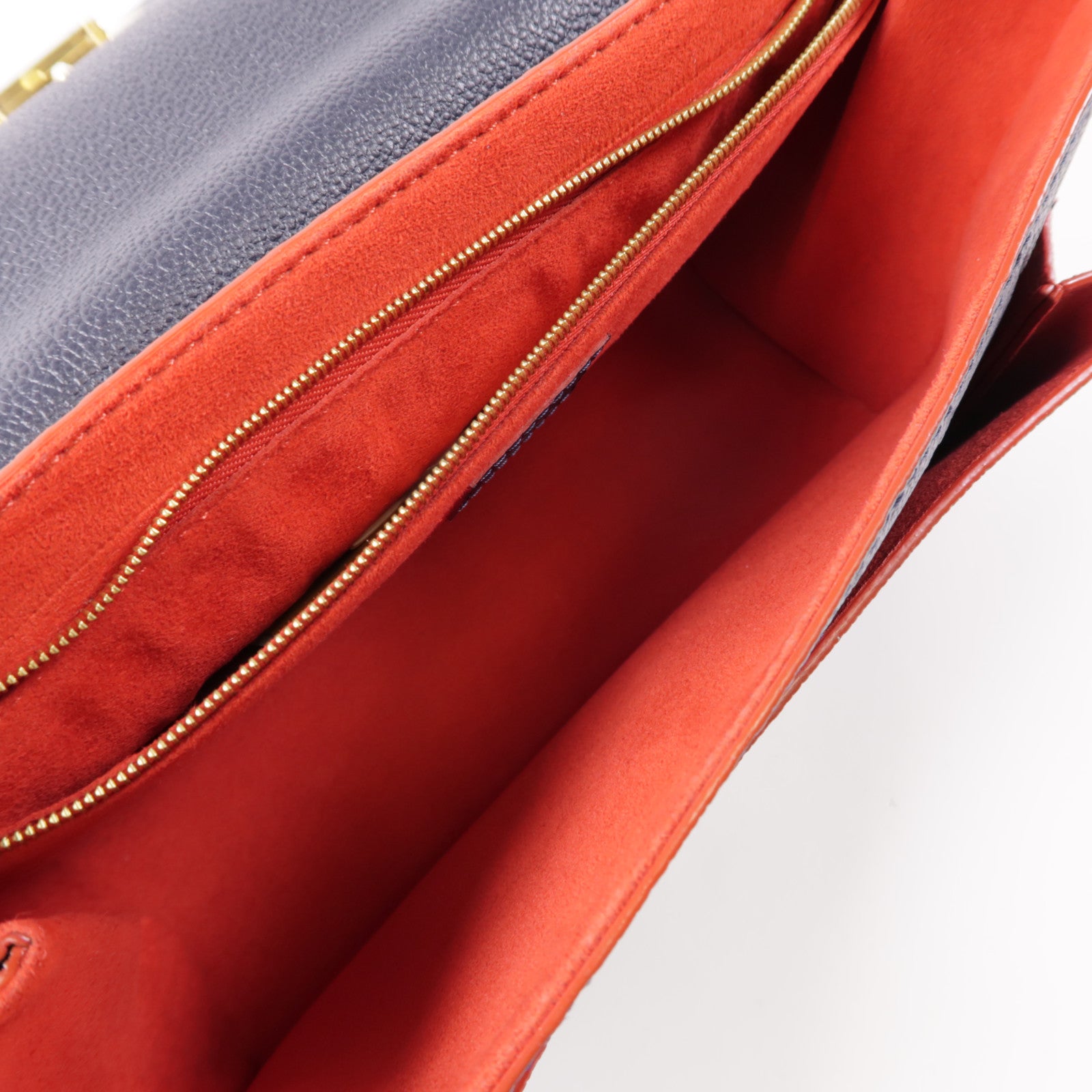 LOUIS VUITTON Monogram Empreinte Vavin PM金扣鏈帶肩背袋深藍色