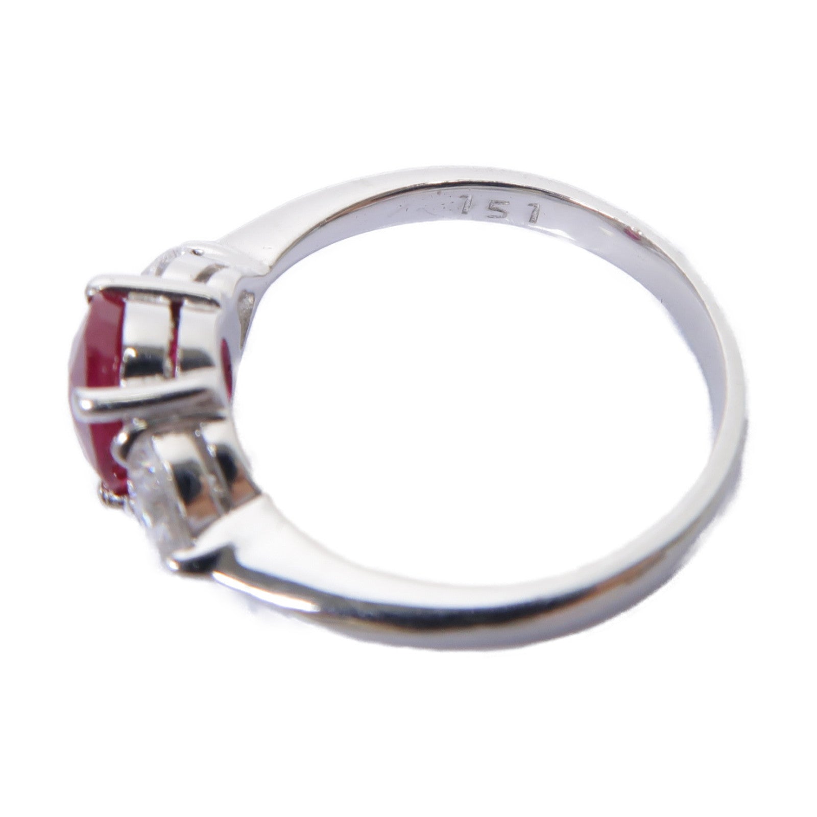 JEWELRY 18K白金Ruby/Diamond Ring 1.51ct紅寶石/0.47ct鑽石戒指US#6