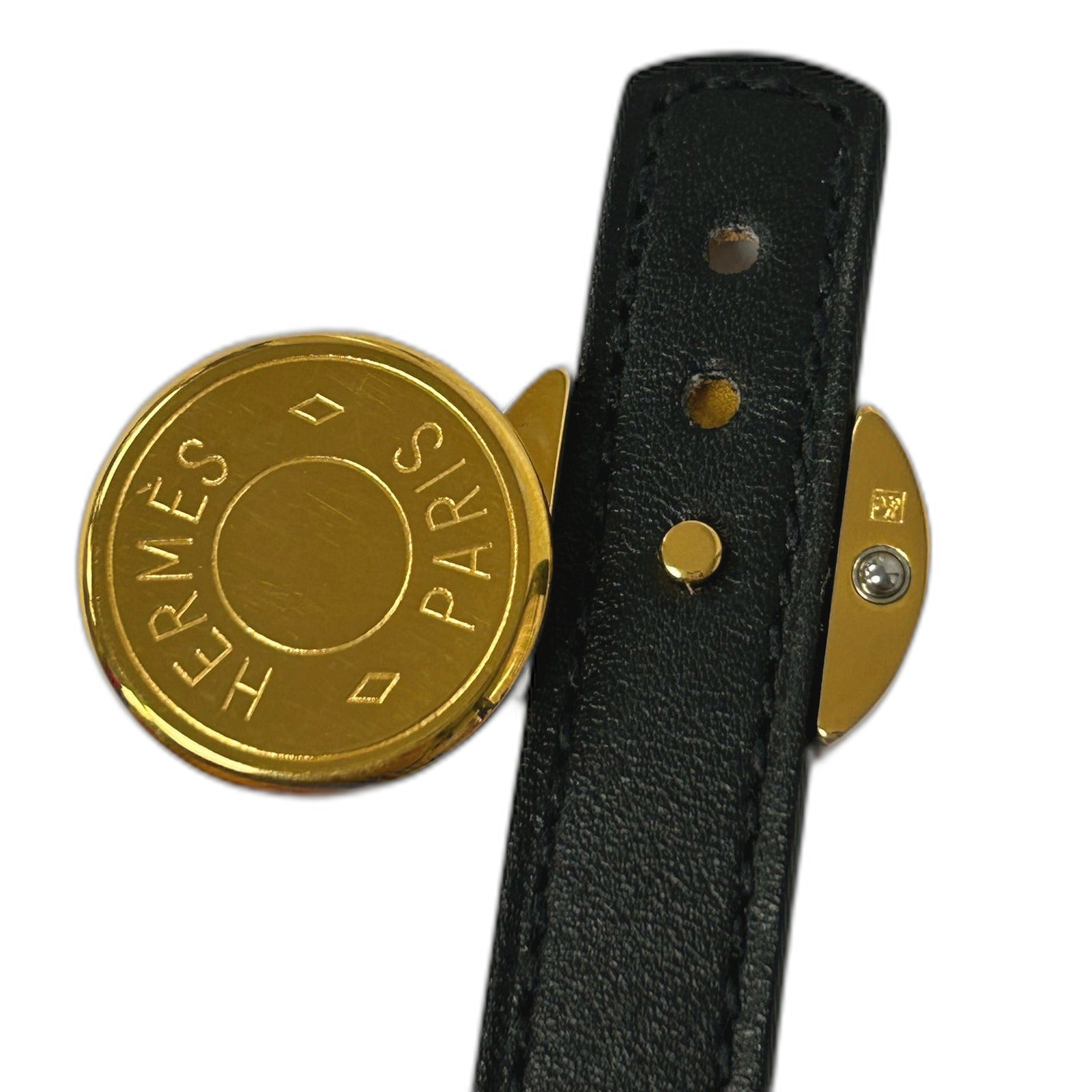 HERMES Swift皮革Bracelet金扣手帶Noir