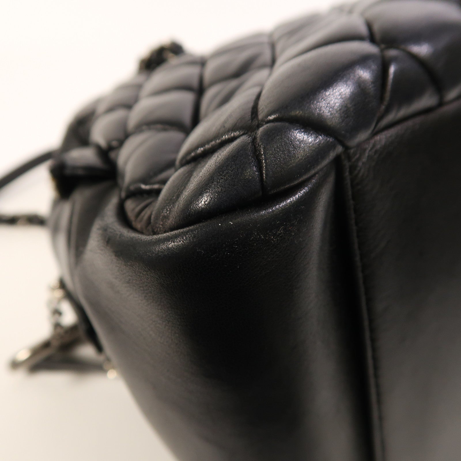 CHANEL 羊皮皮革Chain Shoulder銀扣鏈帶肩背袋