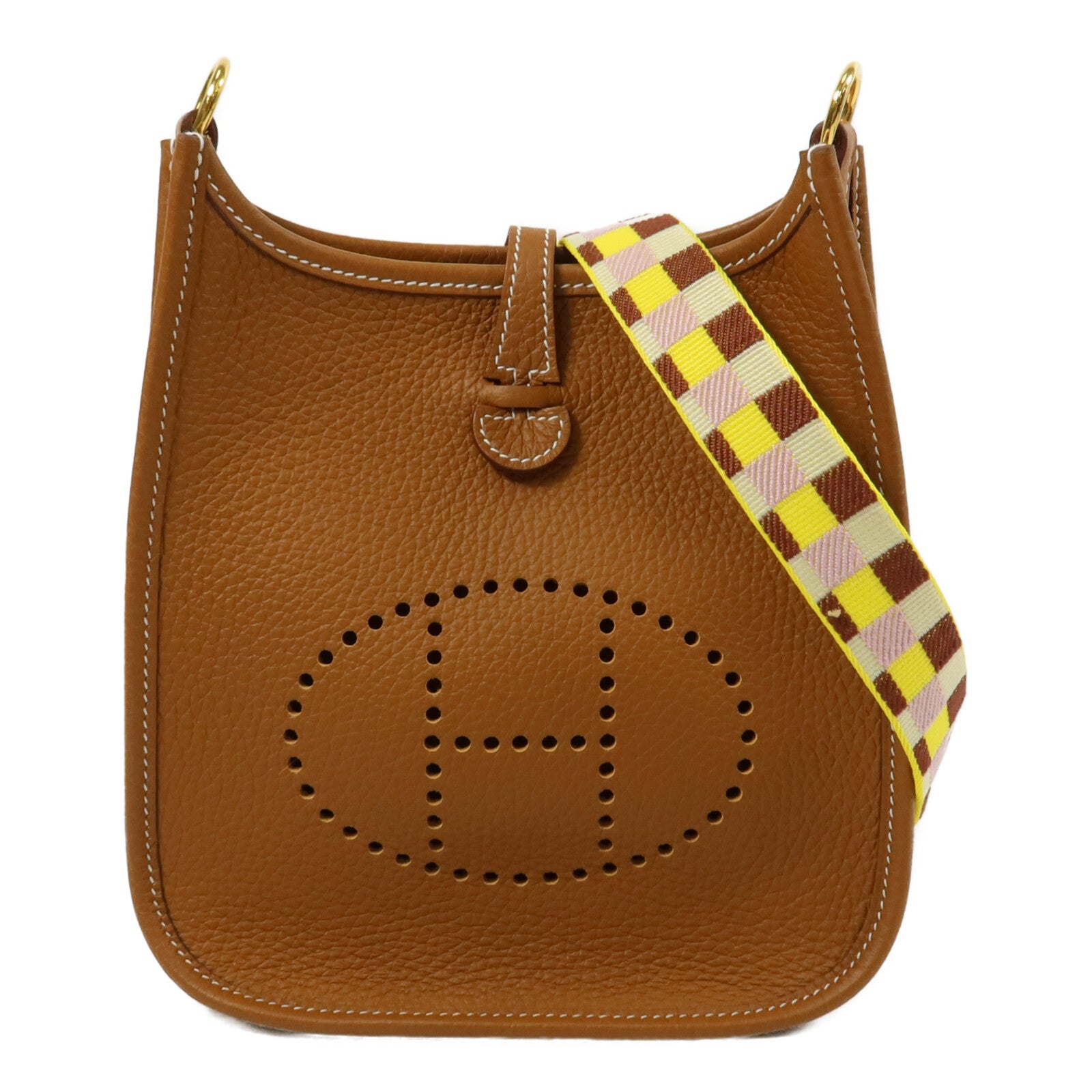 HERMES Clemence皮革Evelyne TPM肩背袋Gold