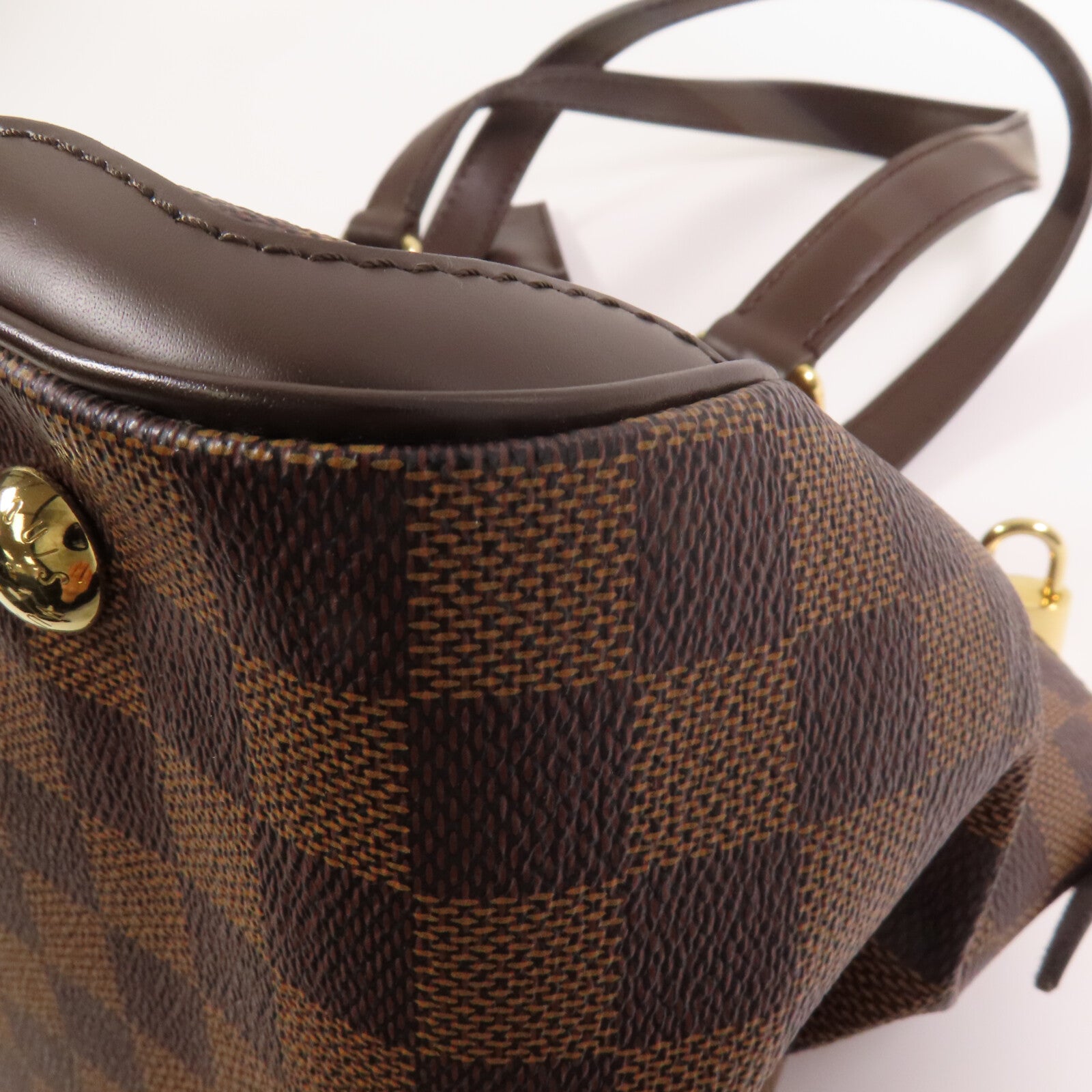 LOUIS VUITTON Damier Ebene Verona PM金扣手挽袋