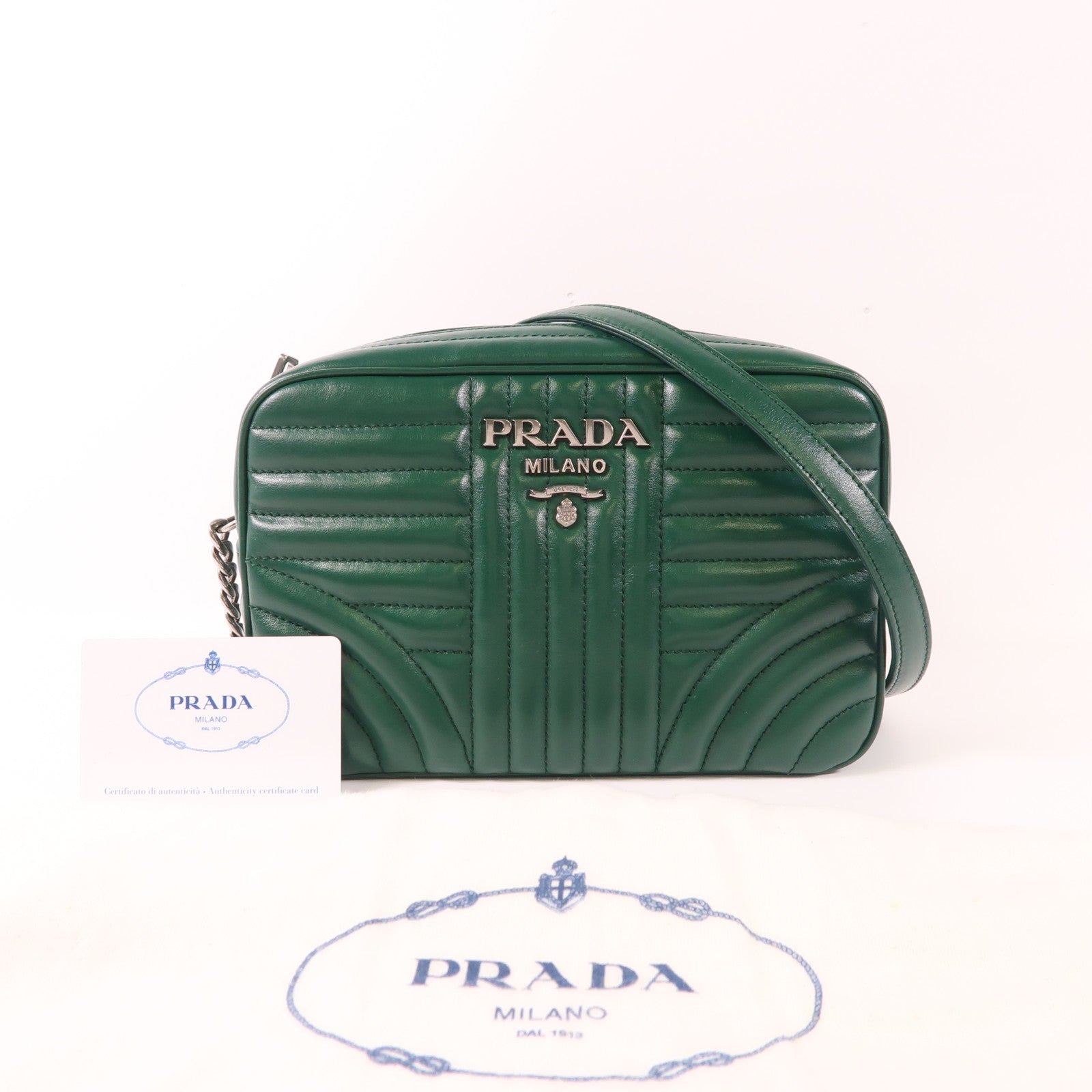 PRADA 牛皮皮革Shoulder Bag銀扣肩背袋