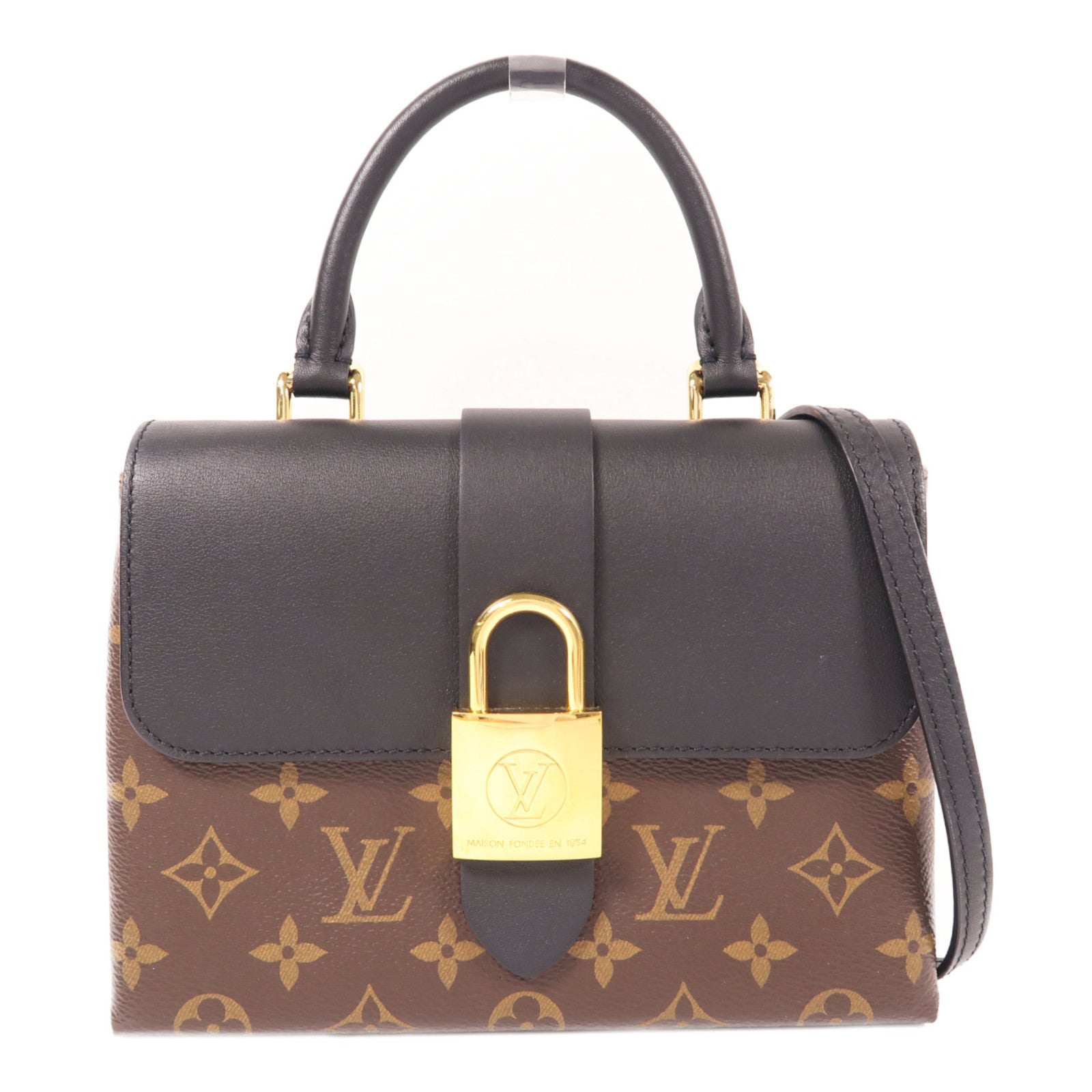 LOUIS VUITTON Monogram Locky BB金扣手挽肩背兩用袋棕色/黑色