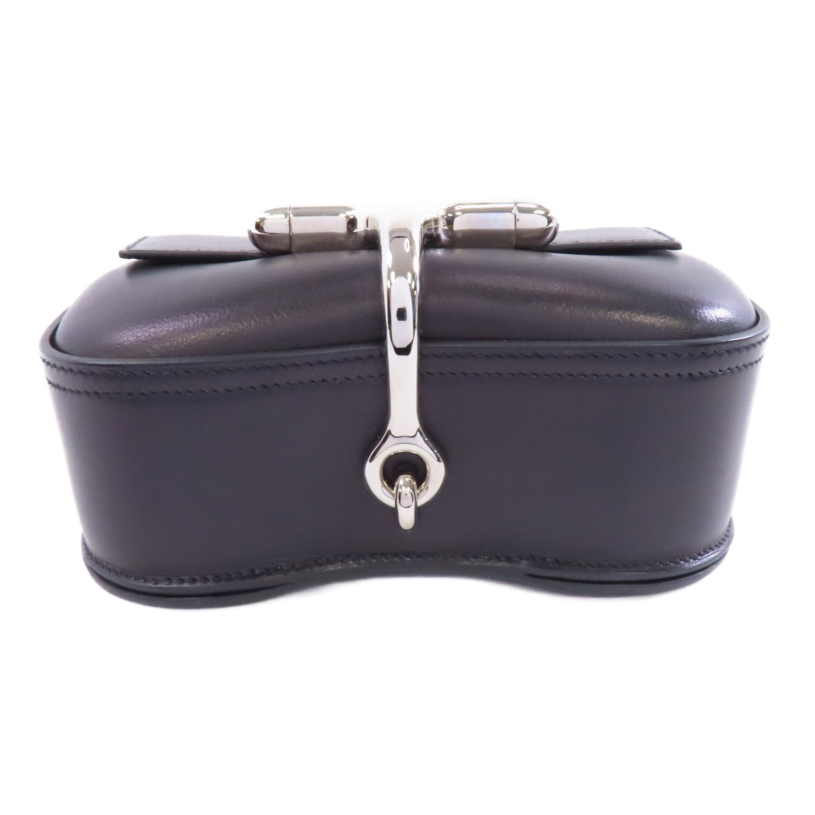 HERMES Evercolor皮革Della Cavalleria Mini銀扣肩背袋黑色