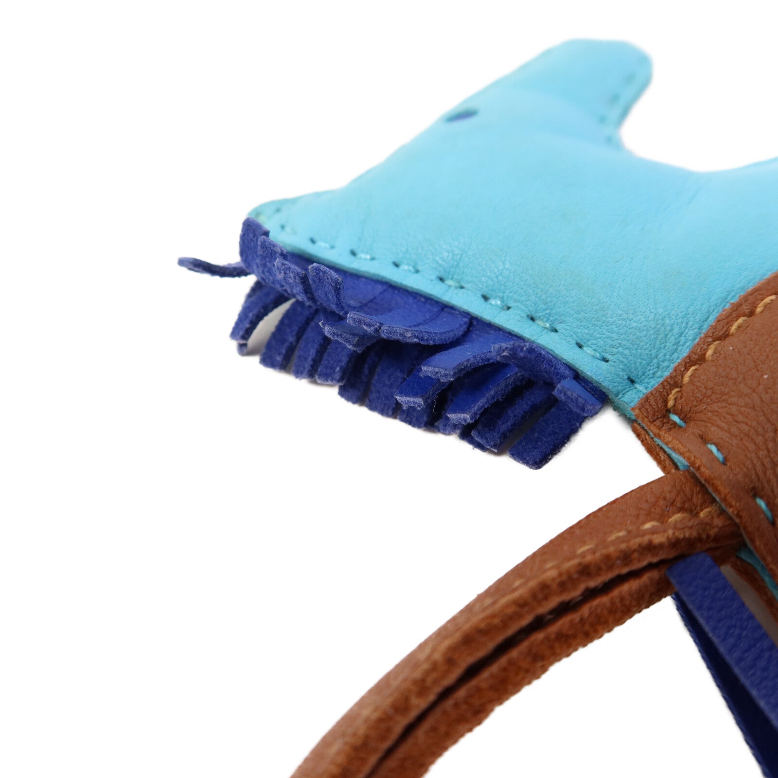 HERMES Milo皮革Rodeo MM掛飾Blue/Brown