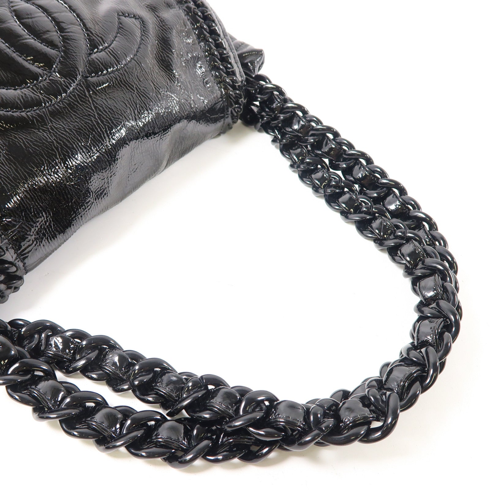 CHANEL 漆皮皮革Shoulder Bag肩背袋黑色