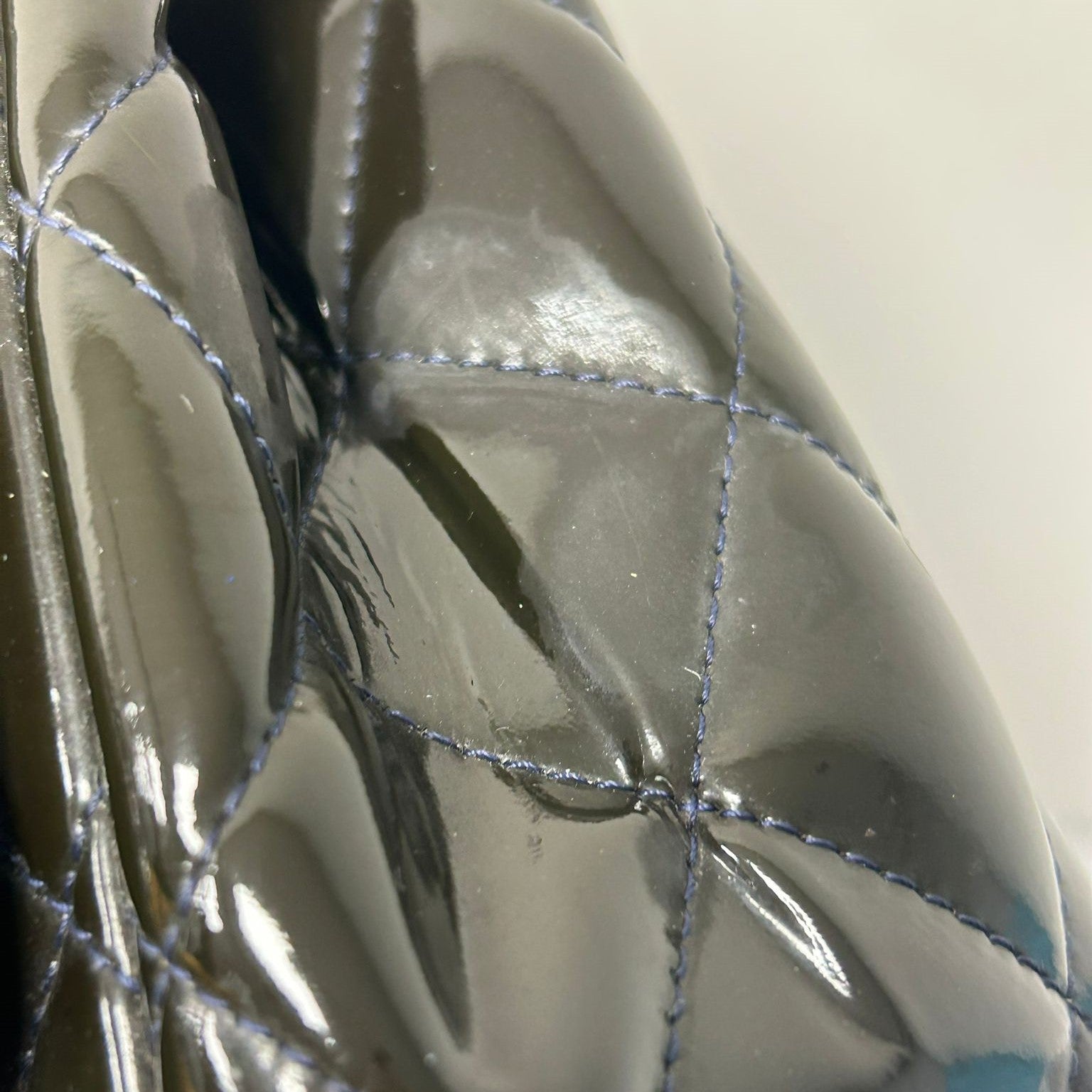 CHANEL CC SHW Maxi Classic Chain Shoulder Bag A5860 Patent Leather Dark Green