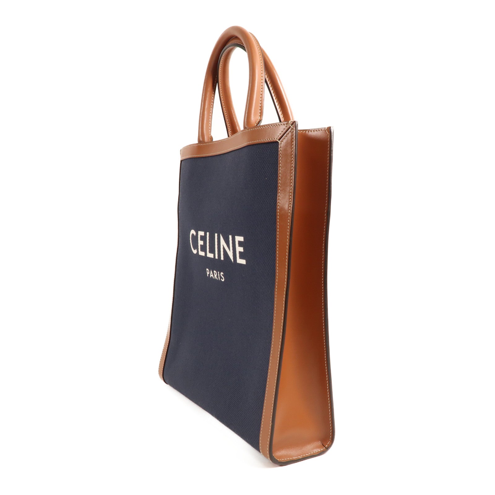CELINE 帆布2 Way Shoulder金扣手挽肩背兩用袋藍色