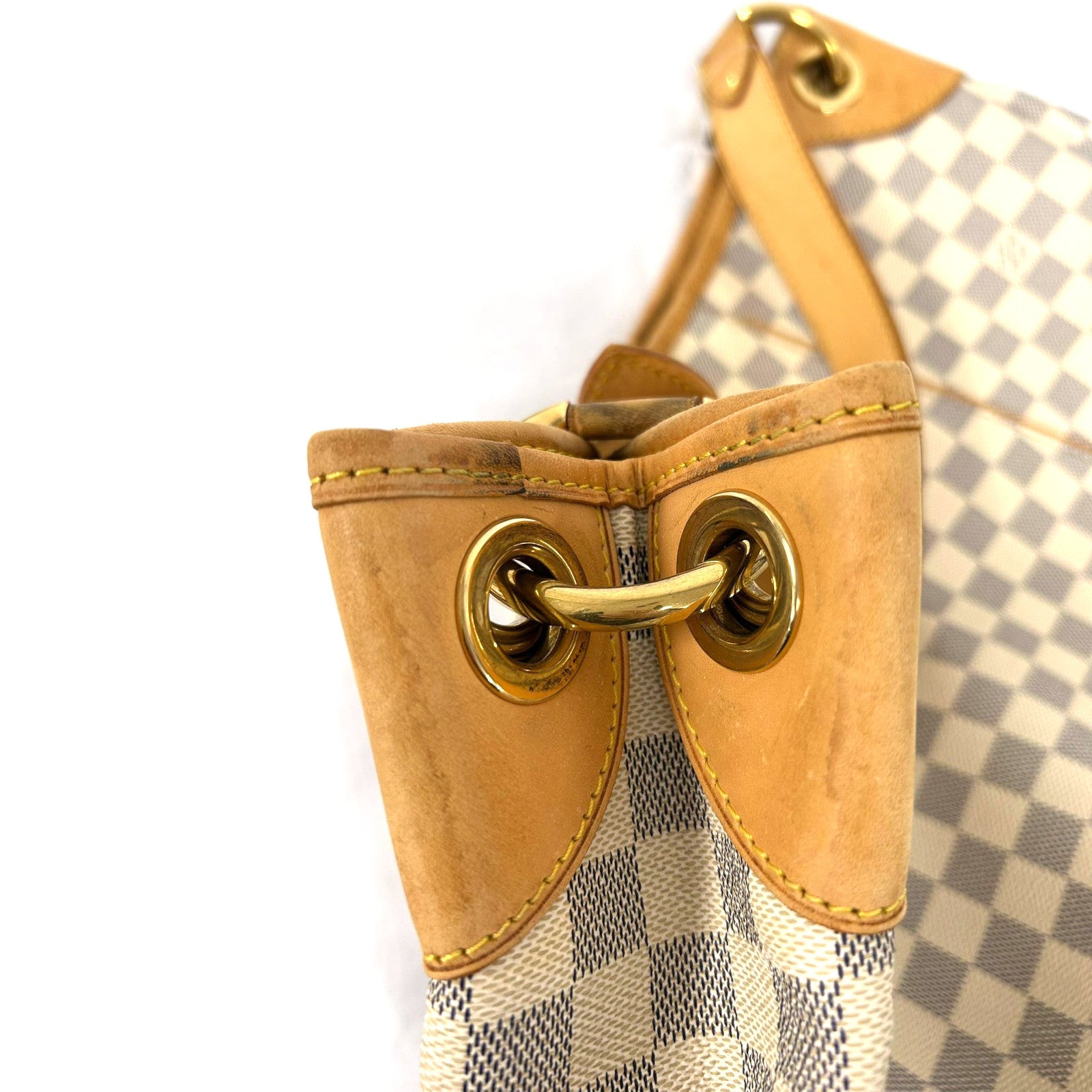 LOUIS VUITTON【激減優惠】 Damier Azur Galliera GM金扣肩背袋白色