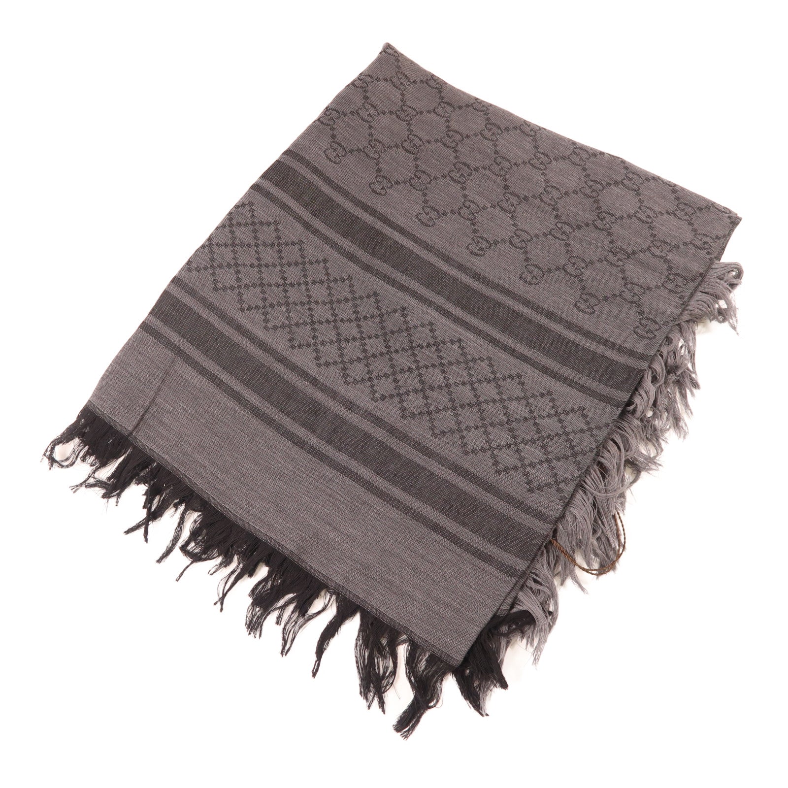 GUCCI 羊毛/絲質Scarf圍巾灰色