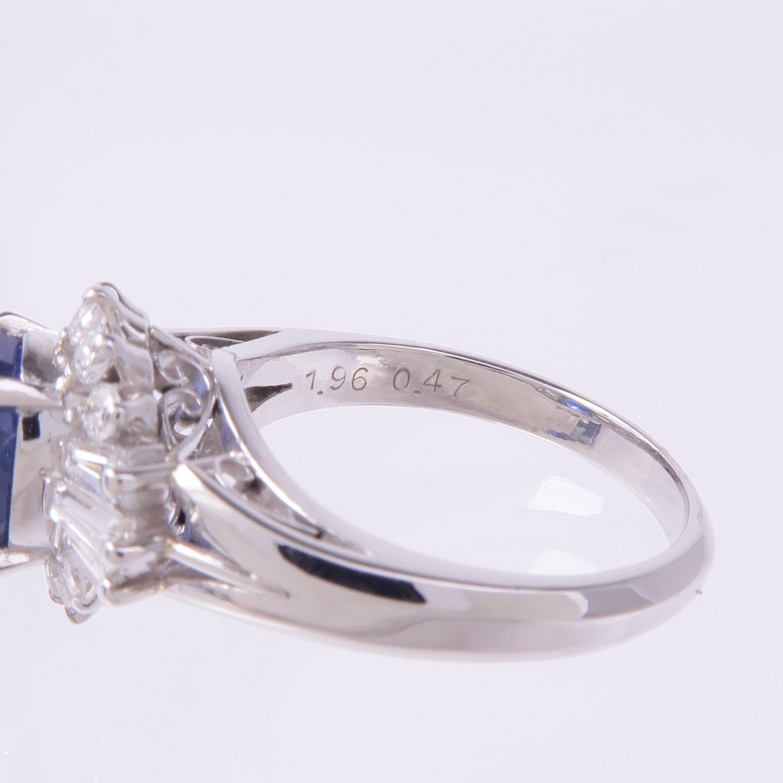 JEWELRY PT900鉑金Sapphire Diamond Ring藍寶石/鑽石戒指US#5