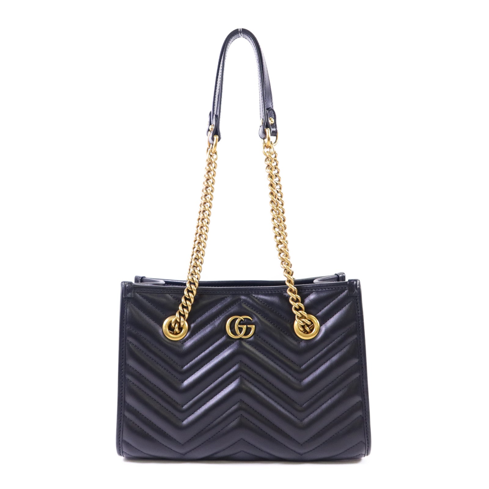 GUCCI 牛皮皮革GG Marmont Small Totel金扣鏈帶肩背袋