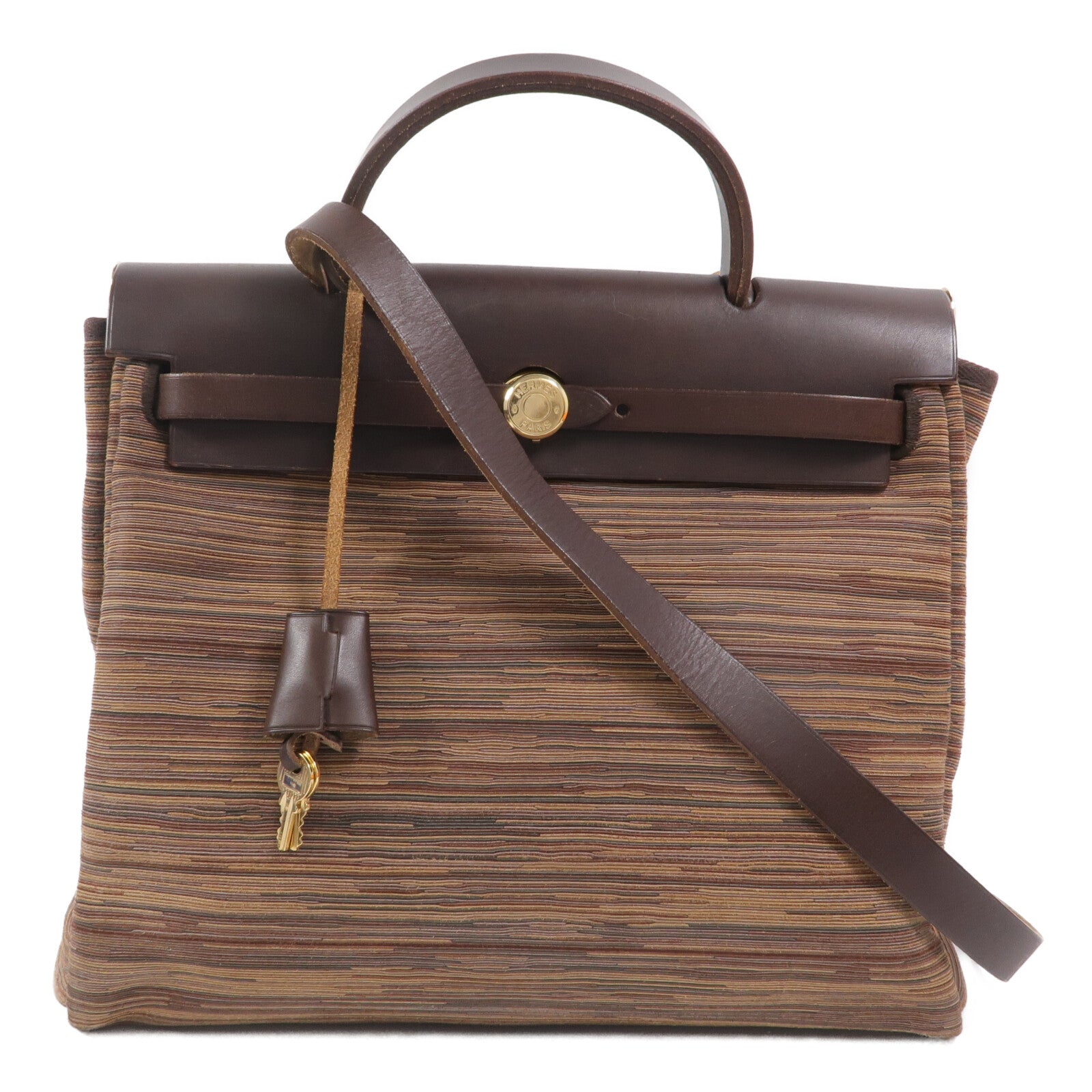 HERMES Vibrato皮革Herbag PM手挽肩背兩用袋