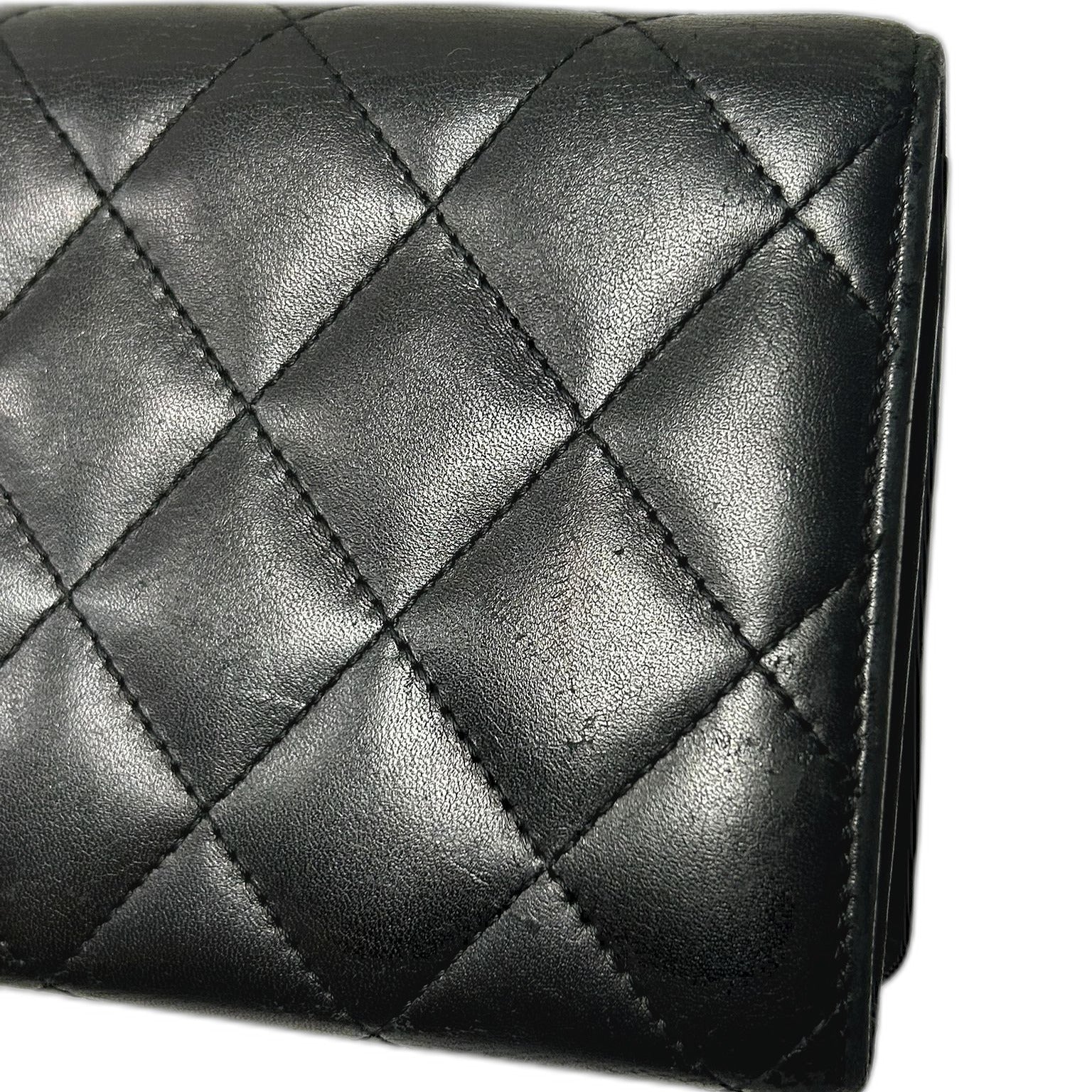 CHANEL 【激減優惠】牛皮皮革Cambon Long Wallet銀扣長錢包