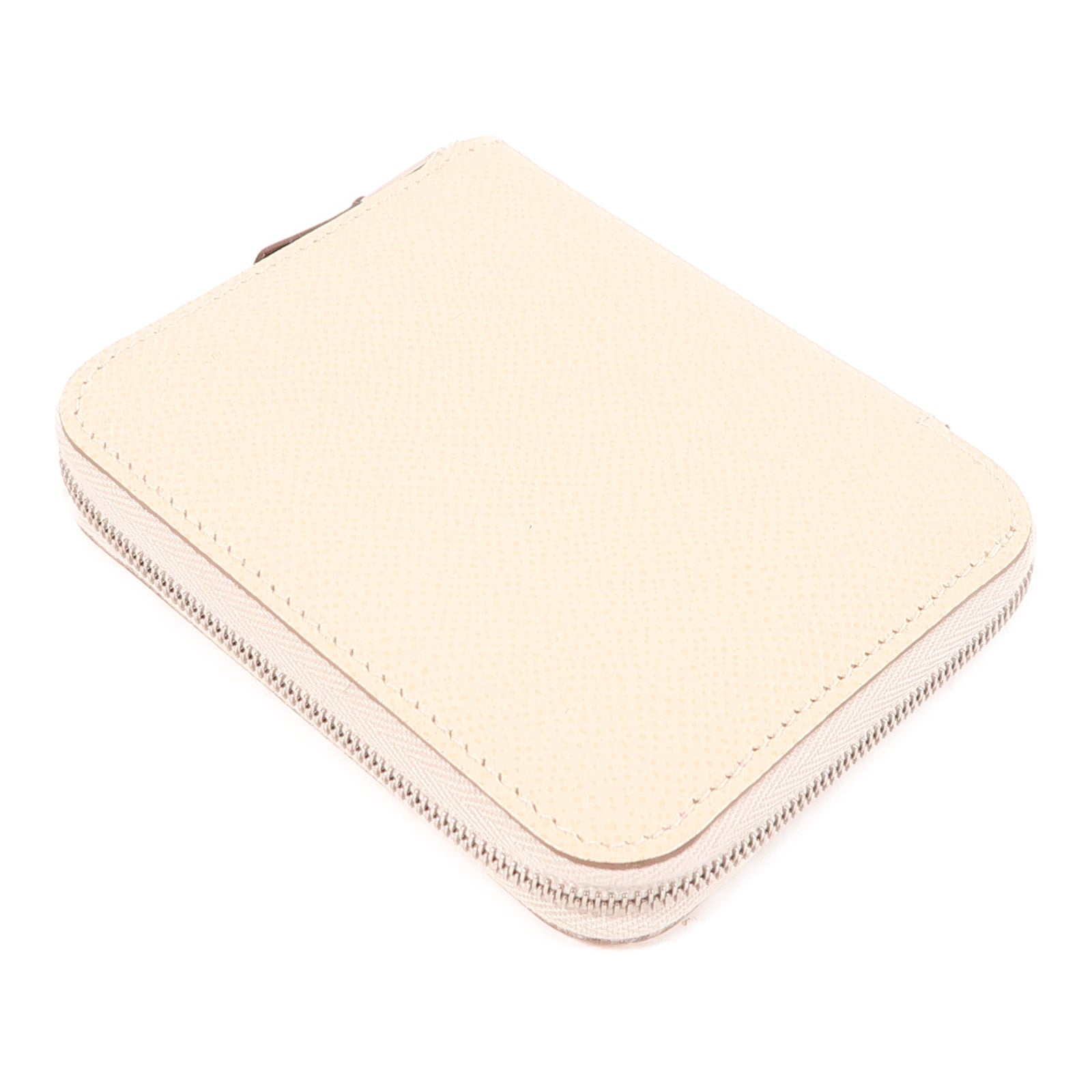 HERMES PHW Silk In Compact Wallet Veau Epsom Leather White