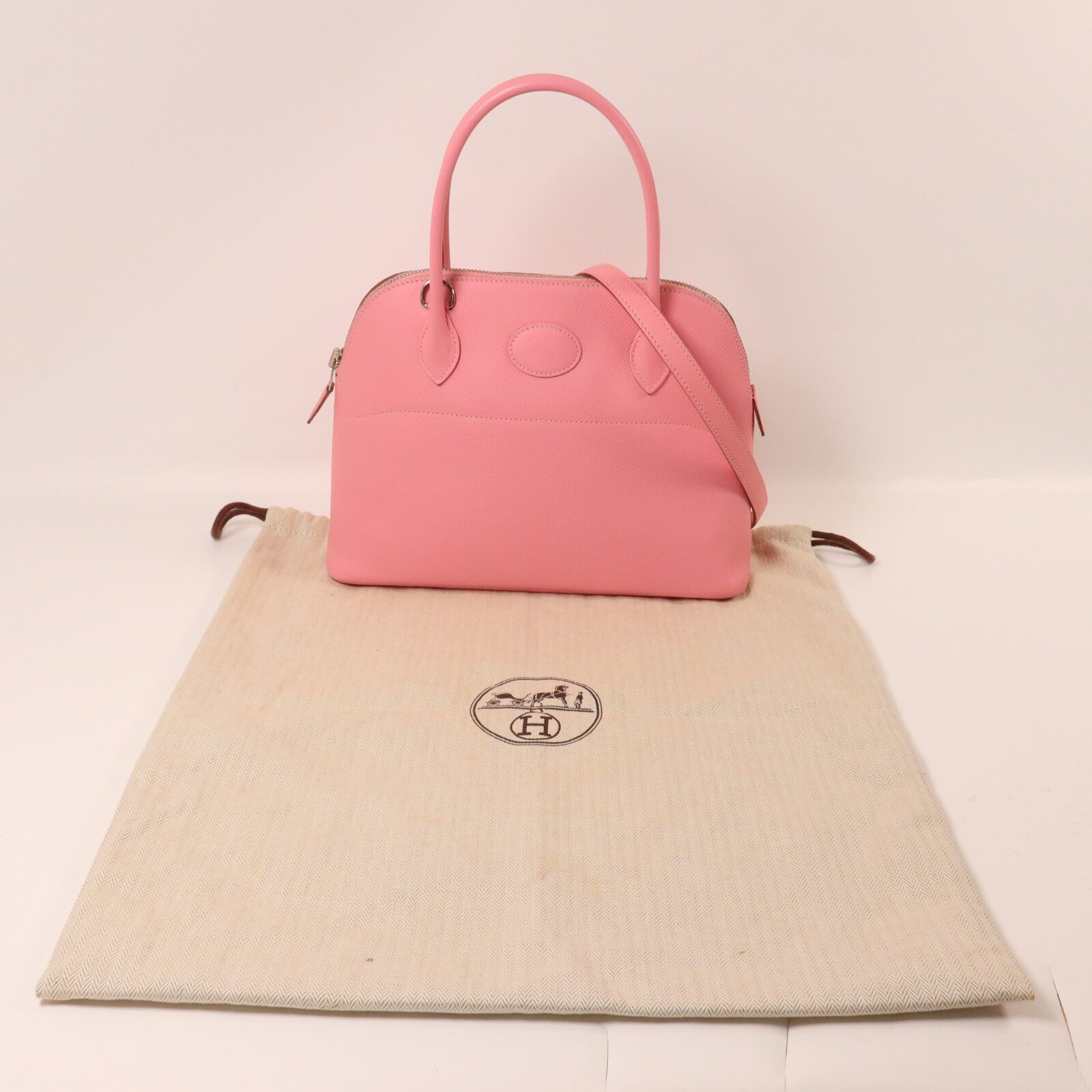 HERMES Epsom皮革Bolide 27手挽肩背兩用袋Rose Confetti