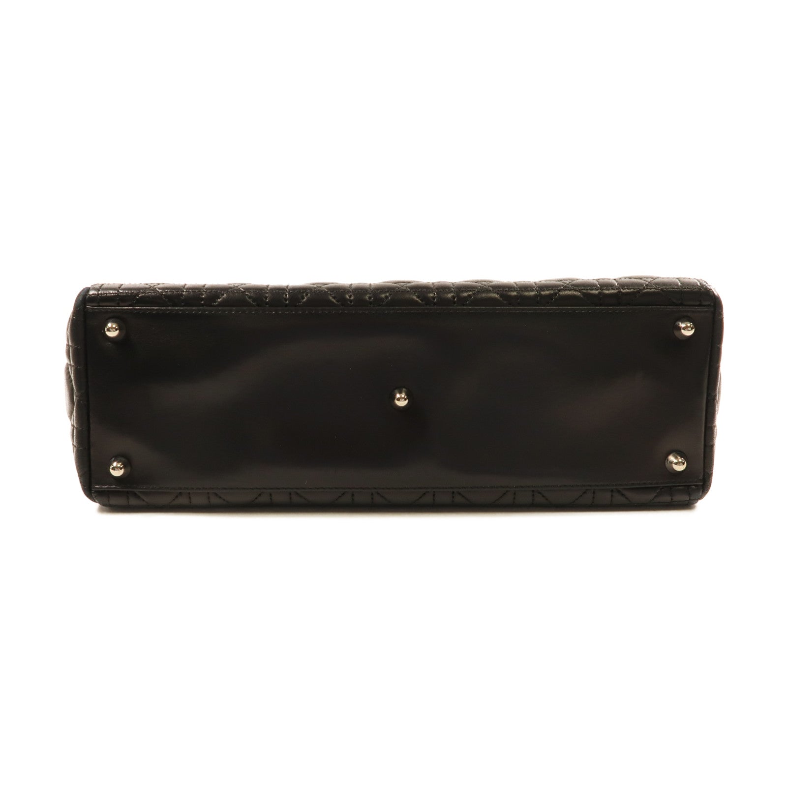 Dior 牛皮皮革Vintage Lady Dior銀扣手挽袋黑色