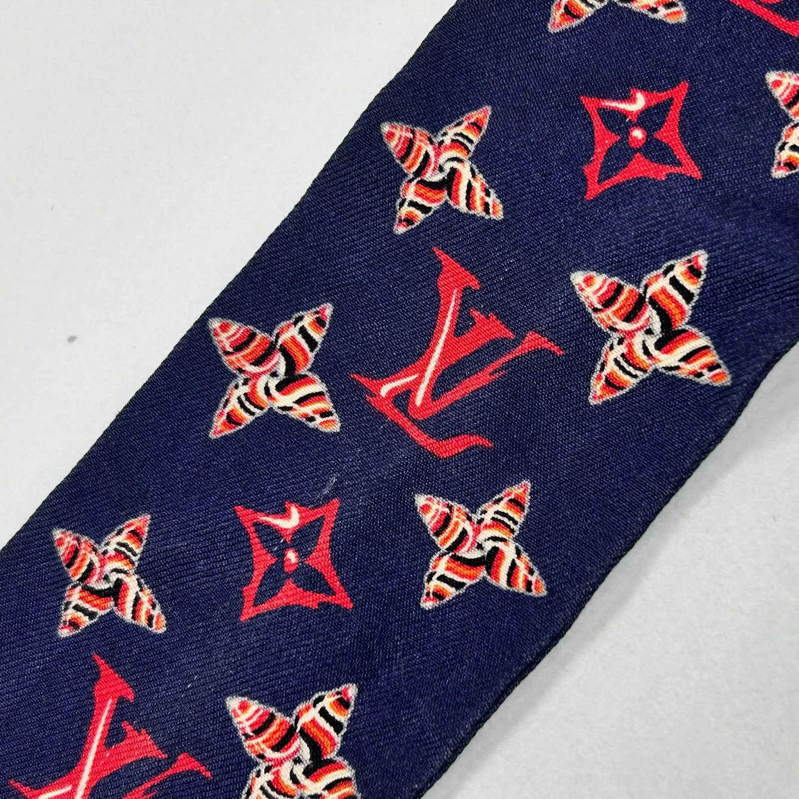 LOUIS VUITTON 絲質Sea Of Love BB Bandeau絲巾藍色/紅色