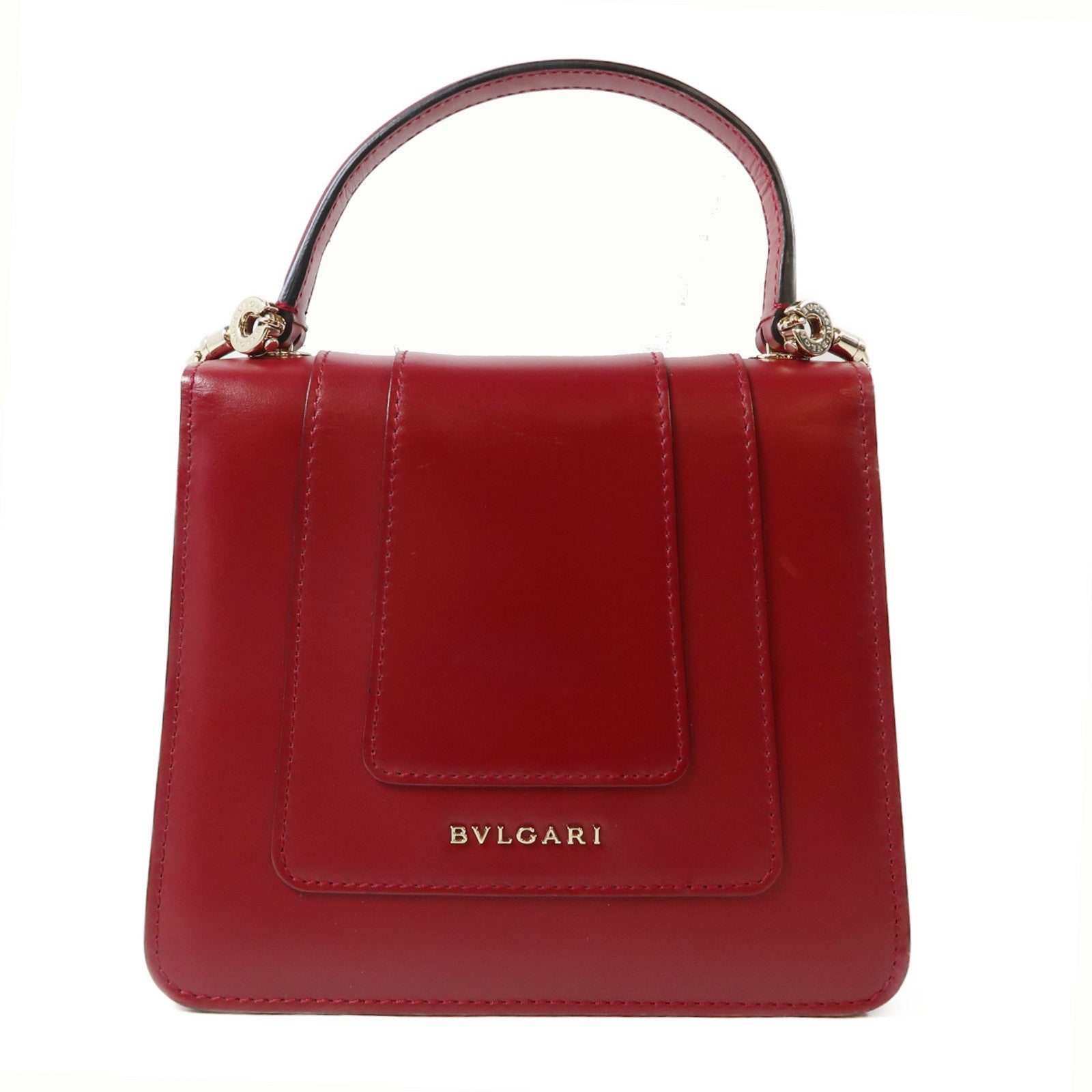 BVLGARI 牛皮皮革Serpenti Forever 2 Way Shoulder金扣手挽肩背兩用袋紅色