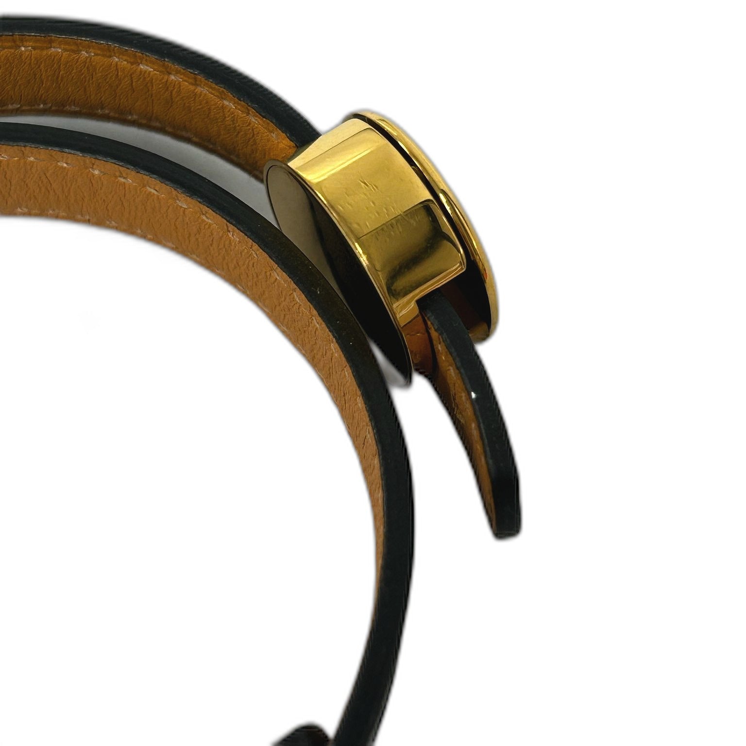 HERMES Swift皮革Bracelet金扣手帶Noir