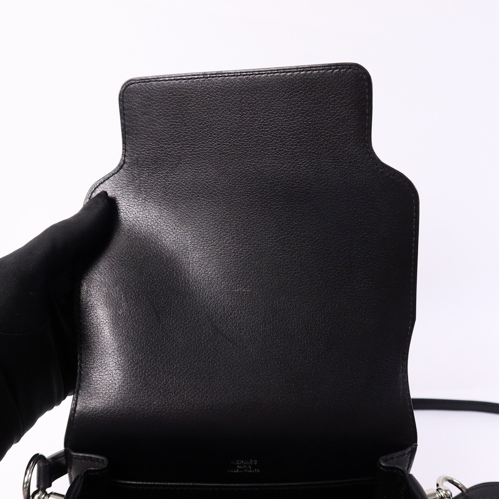 HERMES Evergrain皮革Mini Roulis肩背袋Noir