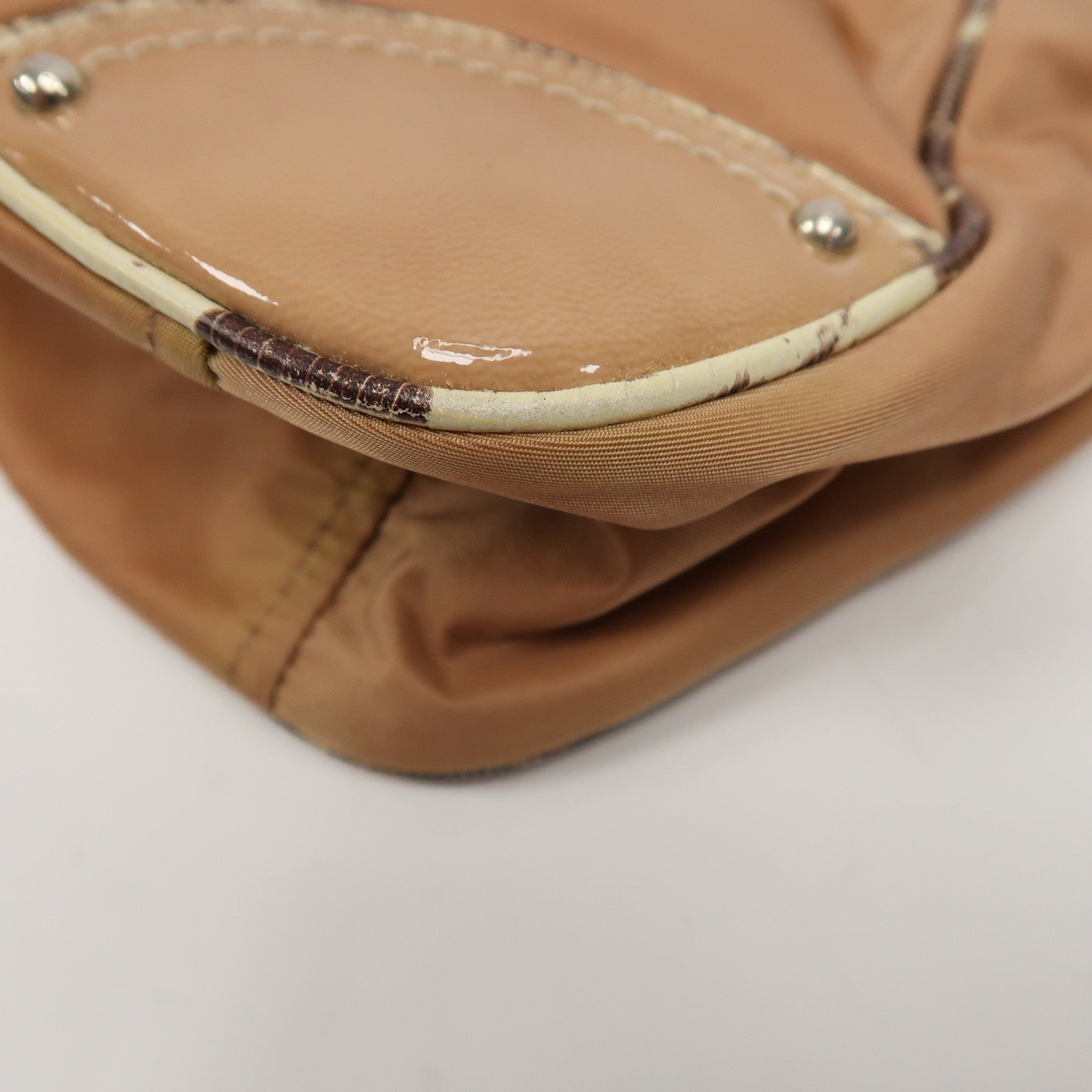 PRADA 尼龍/漆皮皮革Shoulder Bag銀扣肩背袋粉紅色