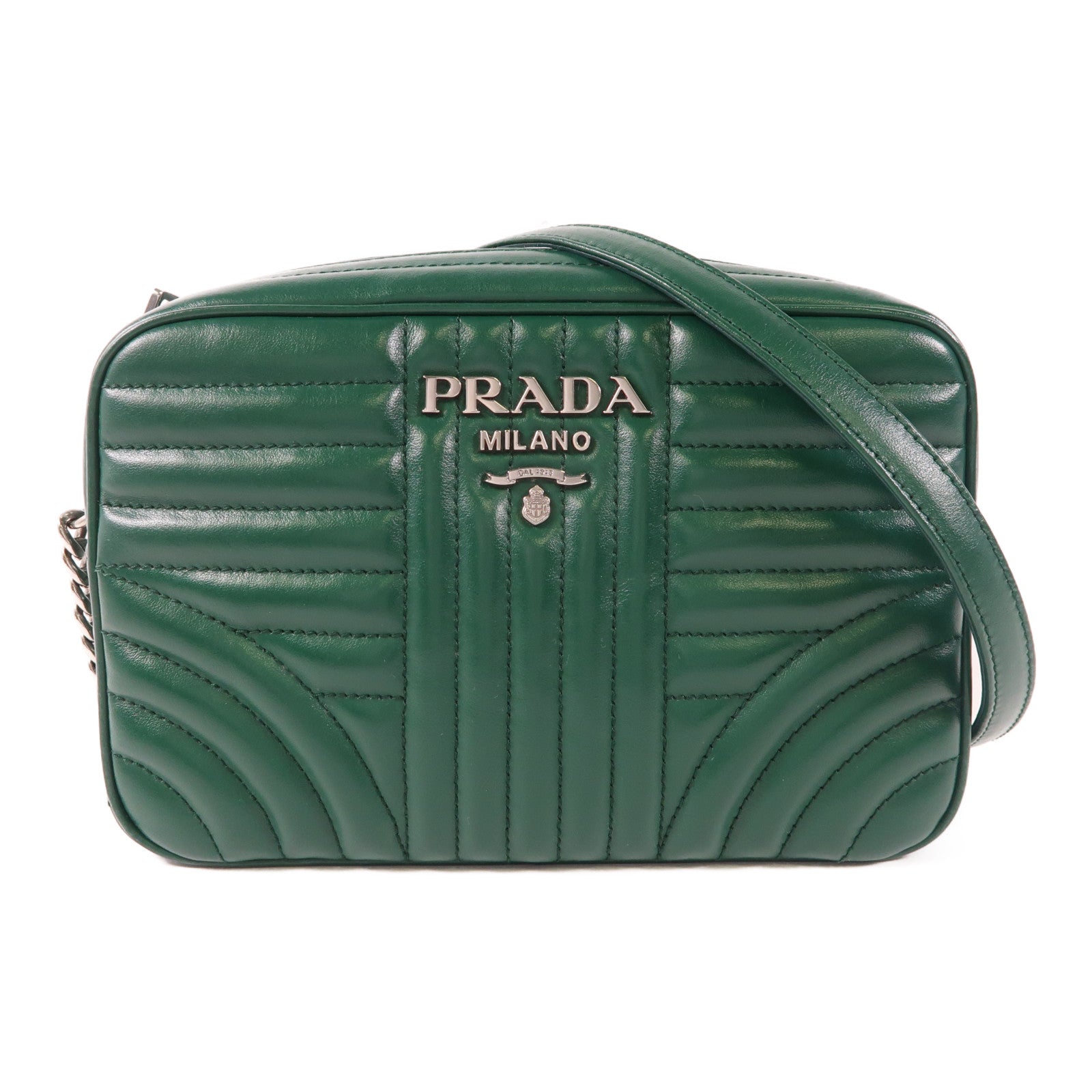 PRADA 牛皮皮革Shoulder Bag銀扣肩背袋