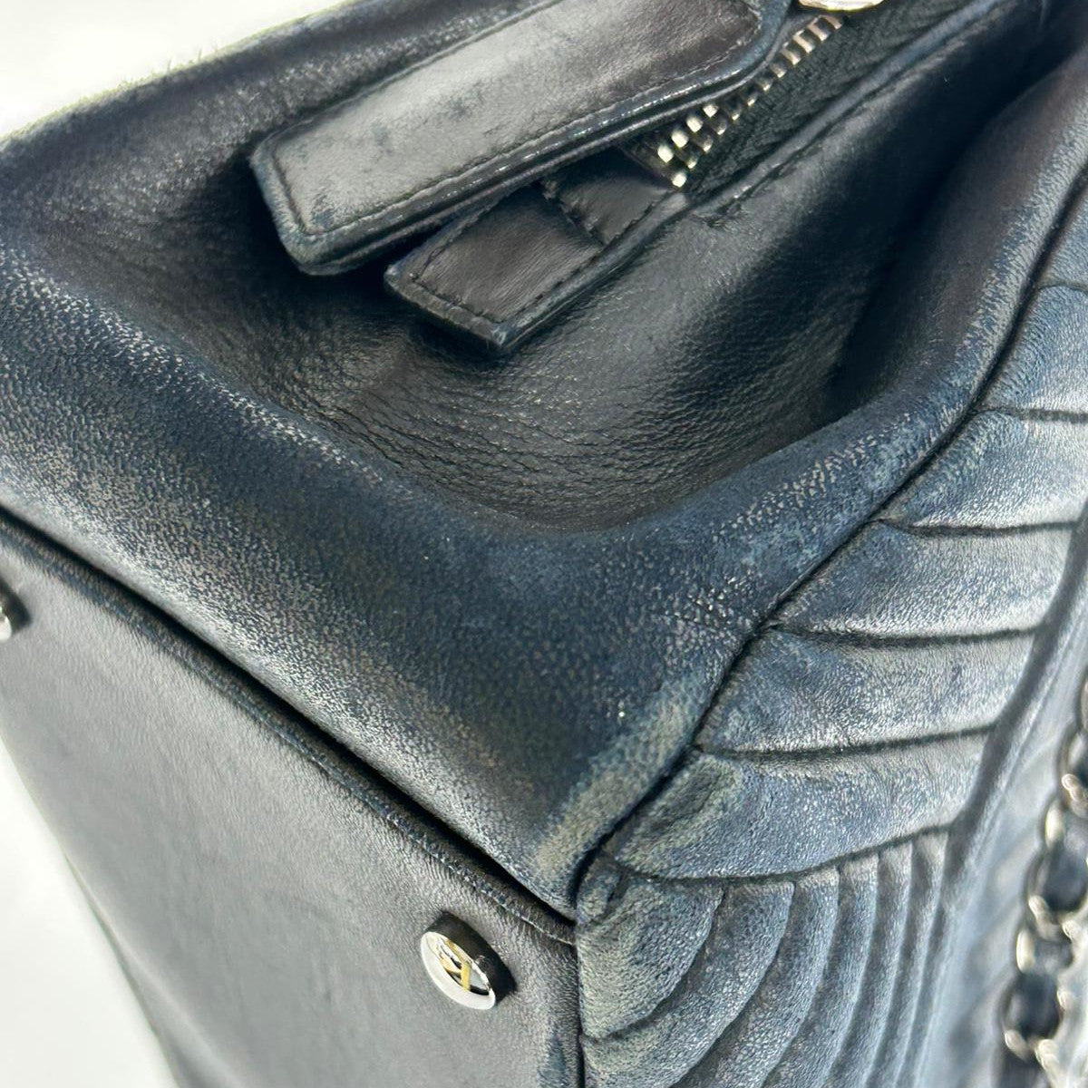 CHANEL CC SHW Chain Shoulder Bag Calfskin Leather