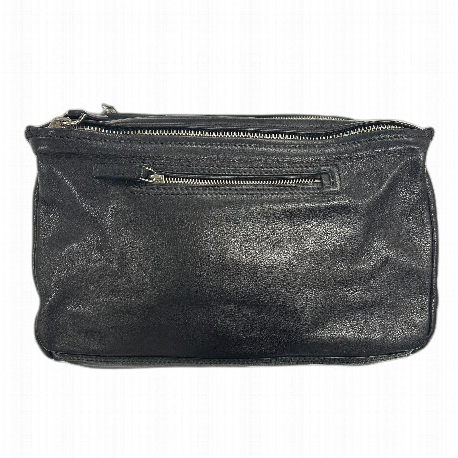 GIVENCHY 皮革Pandora銀扣手挽袋黑色