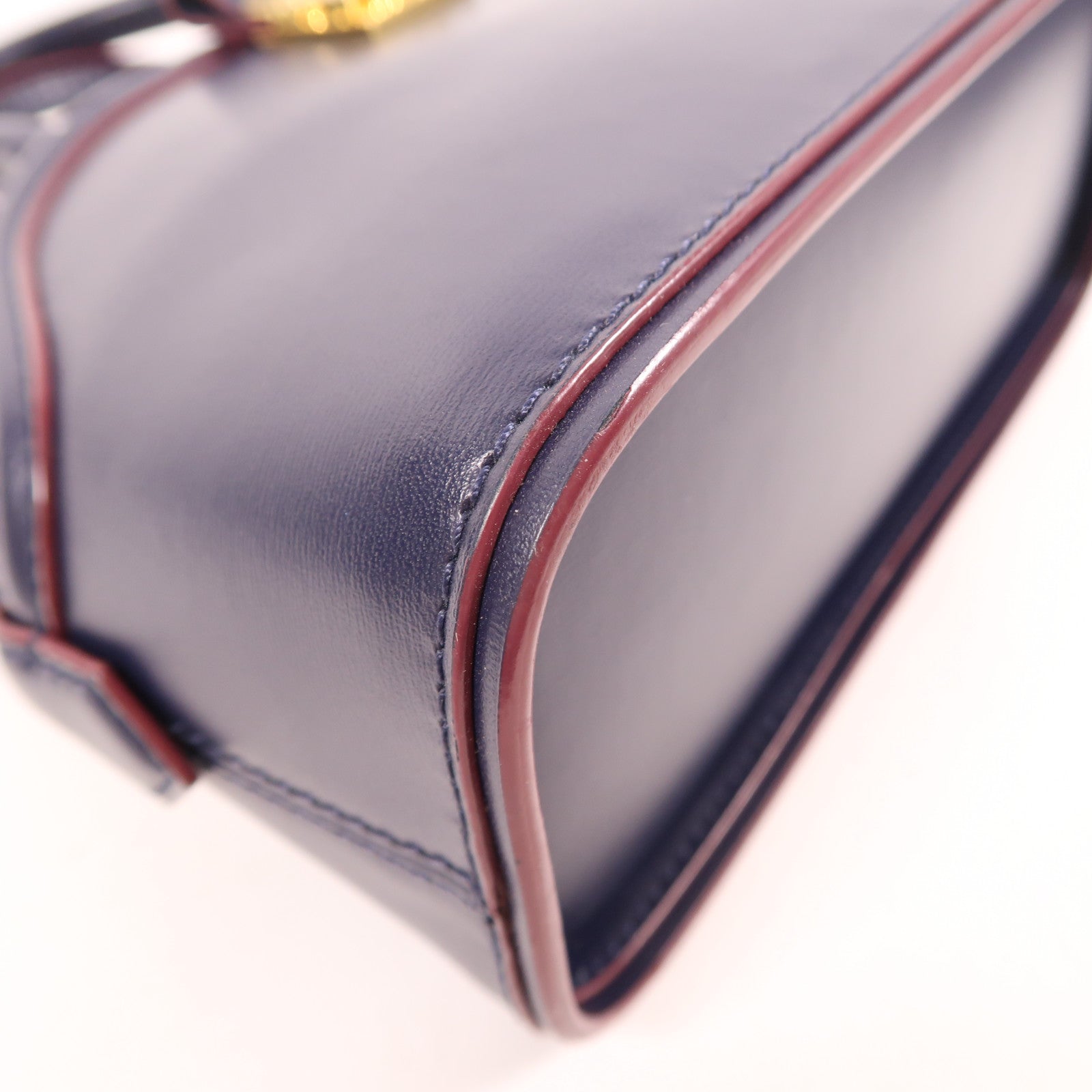 MCM GHW 2 Way Shoulder Hand Bag Calfskin Leather Blue