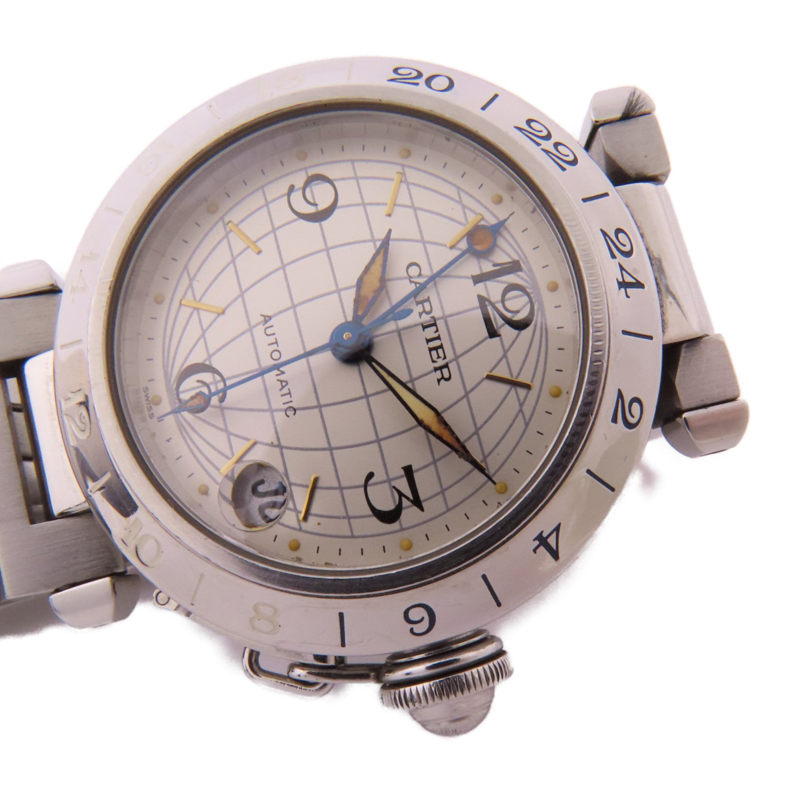 CARTIER Pasha C Meridian不鏽鋼手錶自動機芯銀色