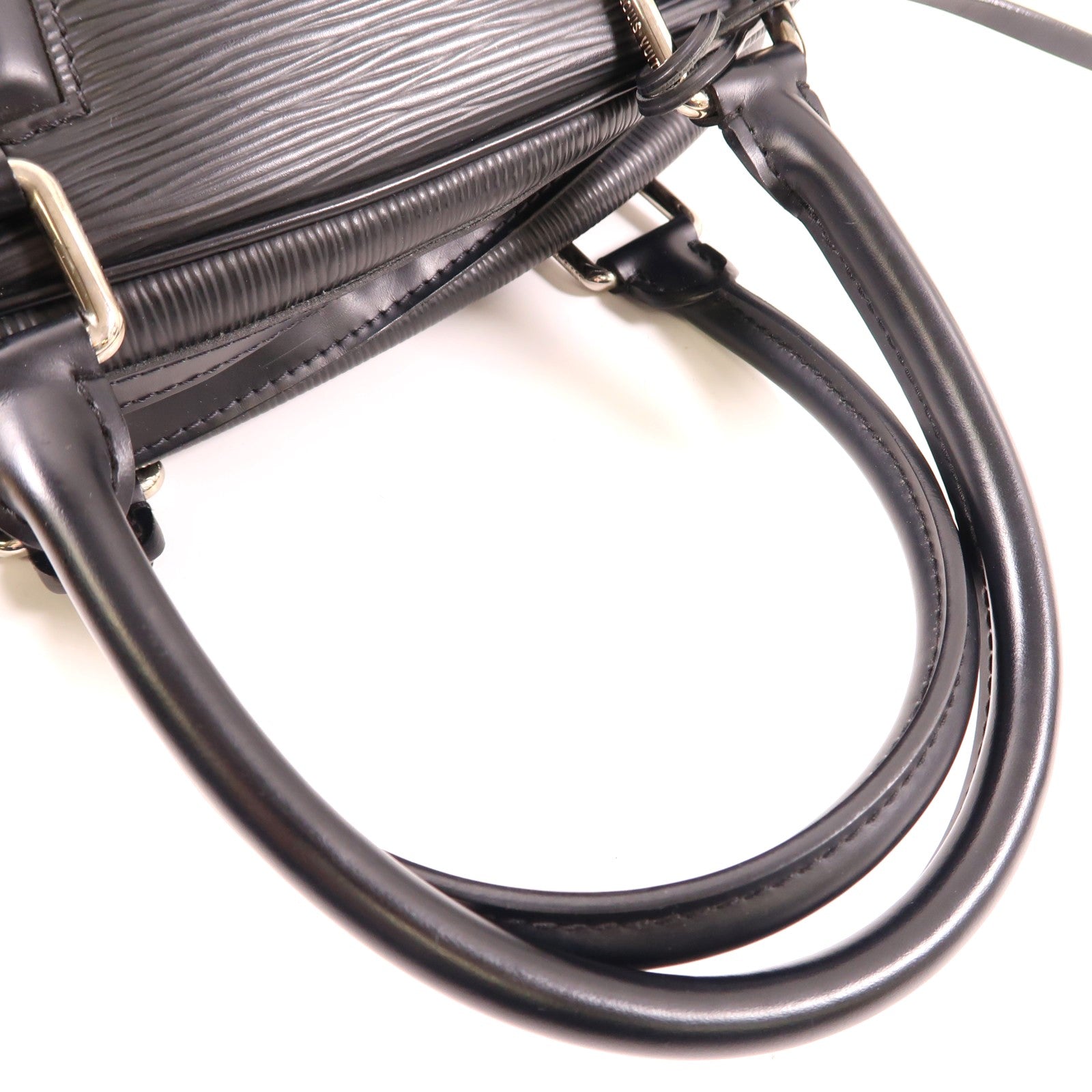 LOUIS VUITTON Epi Bowling Montaigne銀扣手挽袋黑色