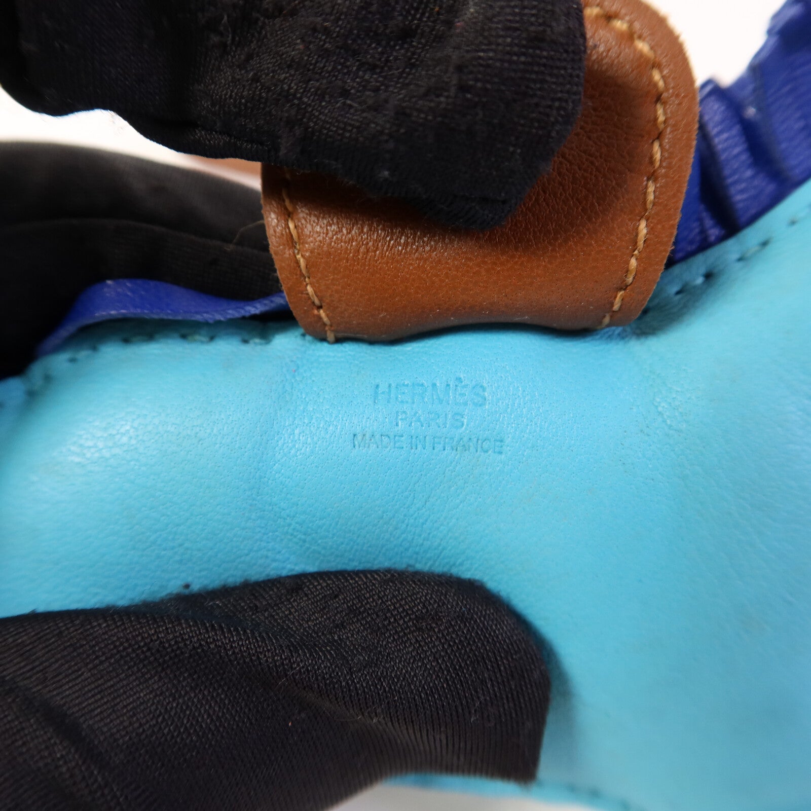 HERMES Milo皮革Rodeo MM掛飾Blue/Brown
